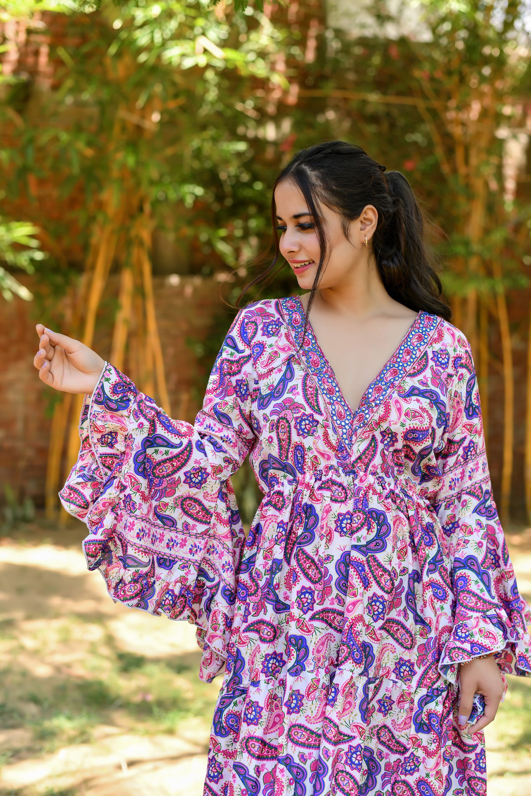 Ruffle Sleeves Boho Maxi Dress