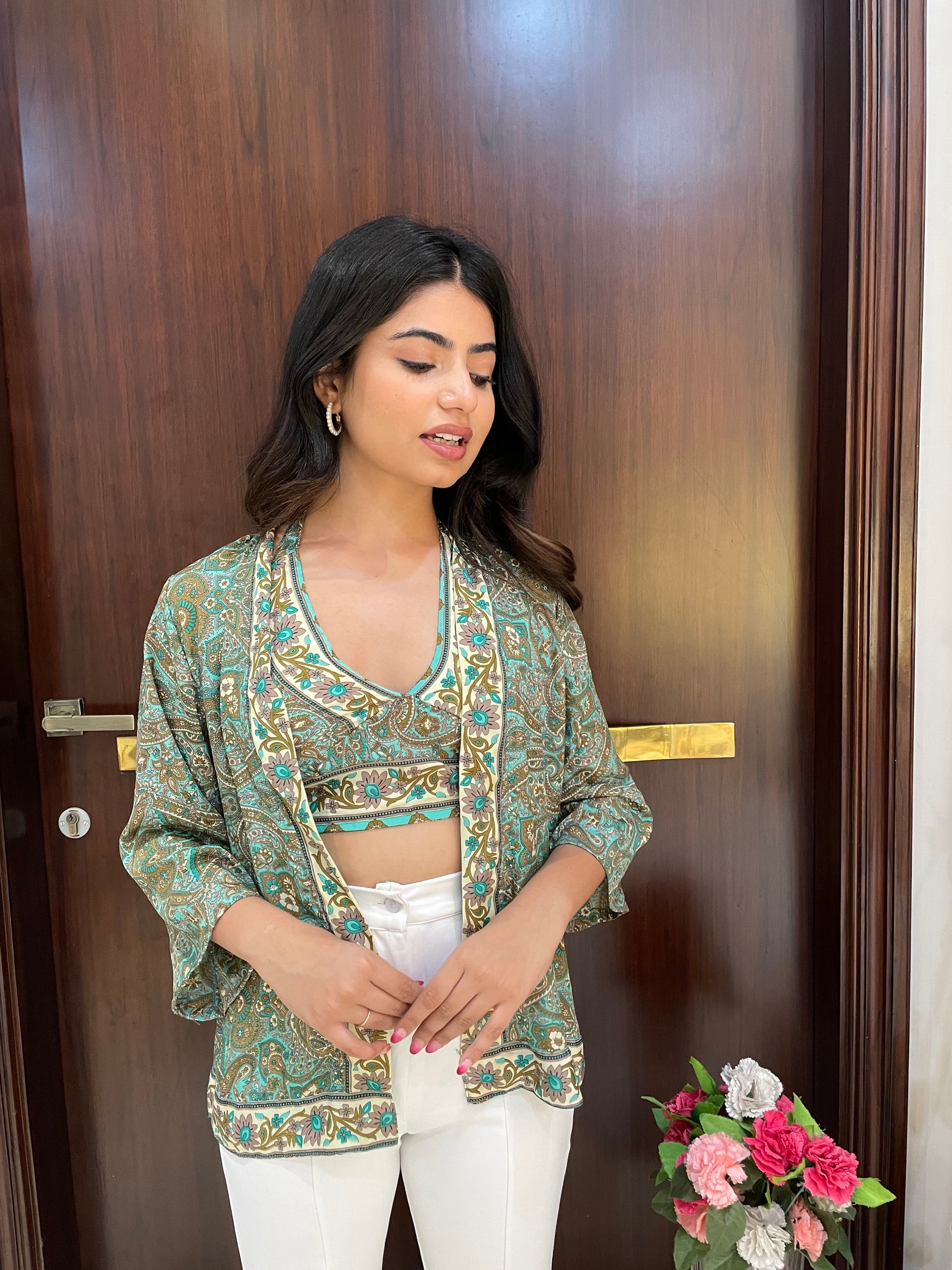 Kimono and Halter Set in Green