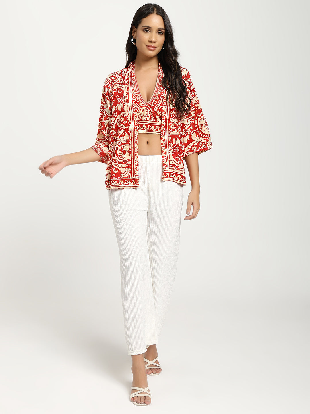 Kimono and Halter Set Crimson Cloud