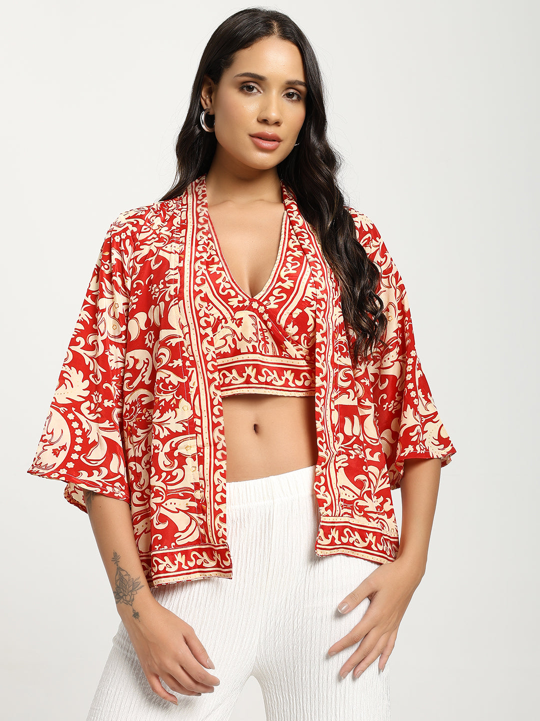 Kimono and Halter Set Crimson Cloud