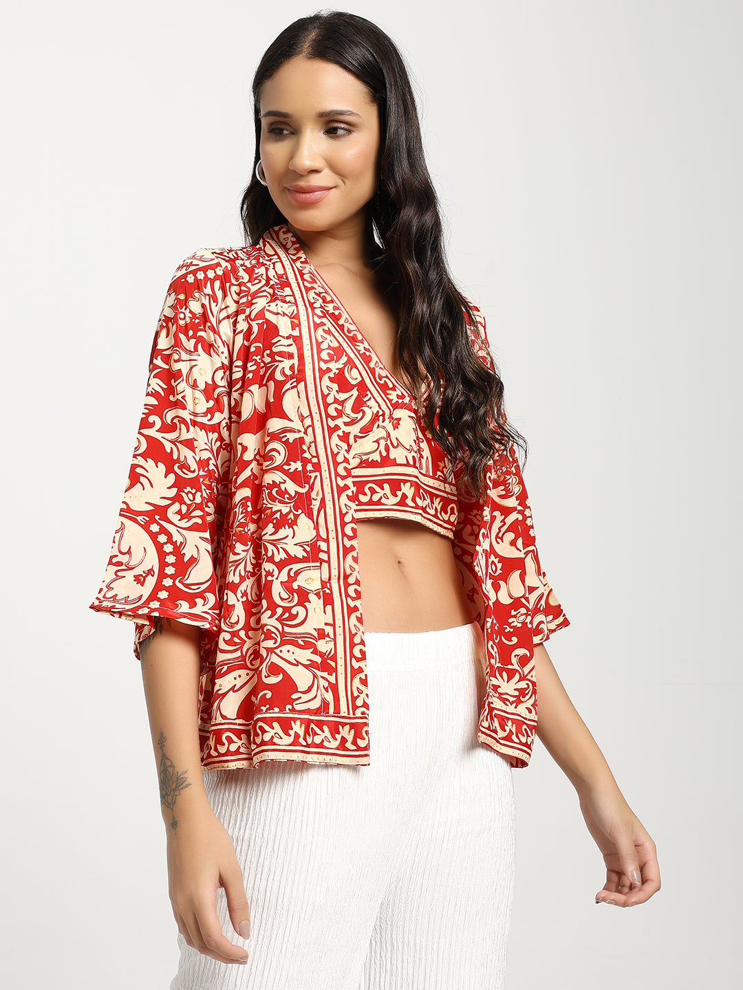 Kimono and Halter Set Crimson Cloud