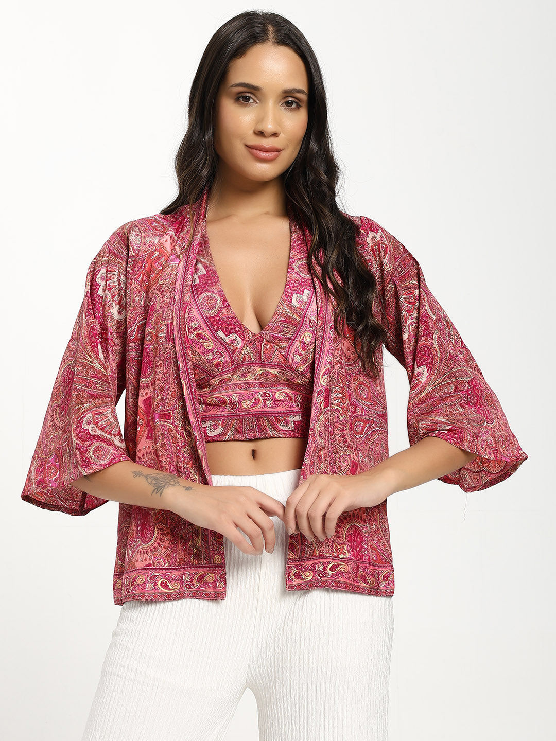 Kimono and Halter Set Baby Pink