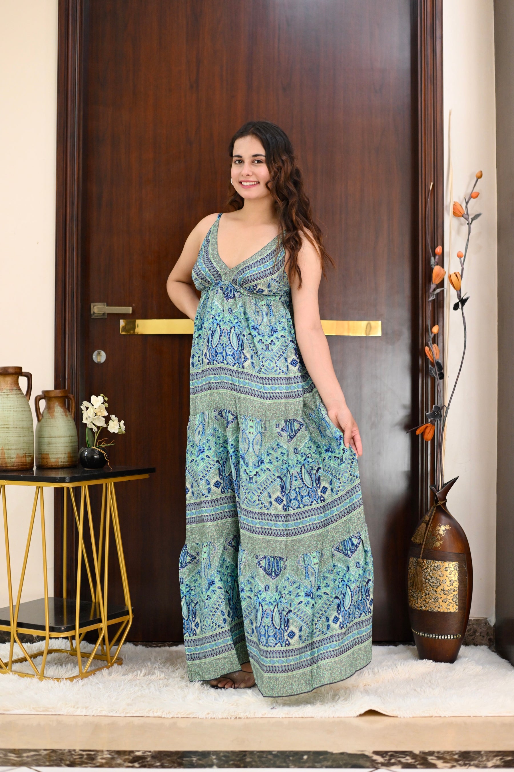 Multi Panel Boho Printed Maxi Dress - Seaside Fun