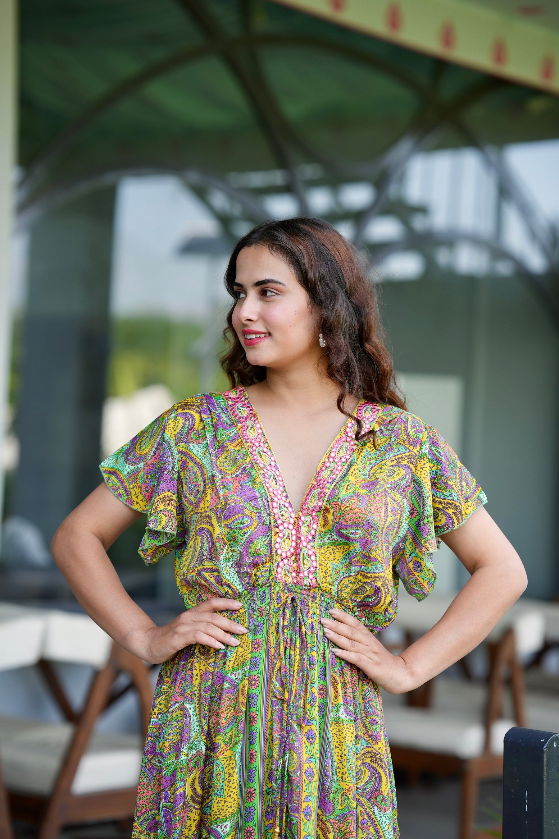 High low embroidery featured boho maxi dress- Lush Lime SmisingBee