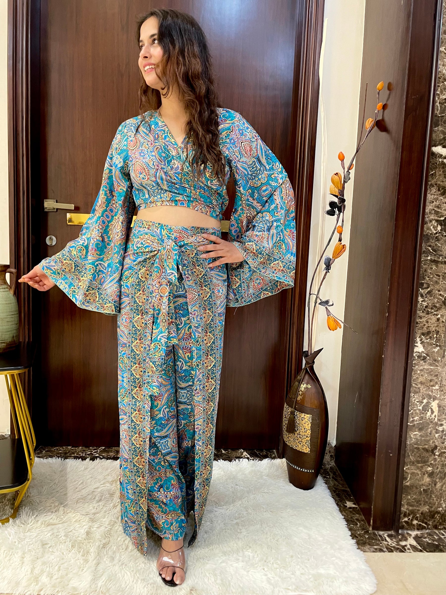 Boho Printed Wrap Trouser - Blue Bohemian Harmony (TROUSER ONLY)