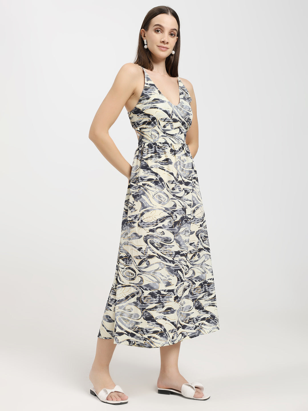 Ink Tide Midi Maxi Dress