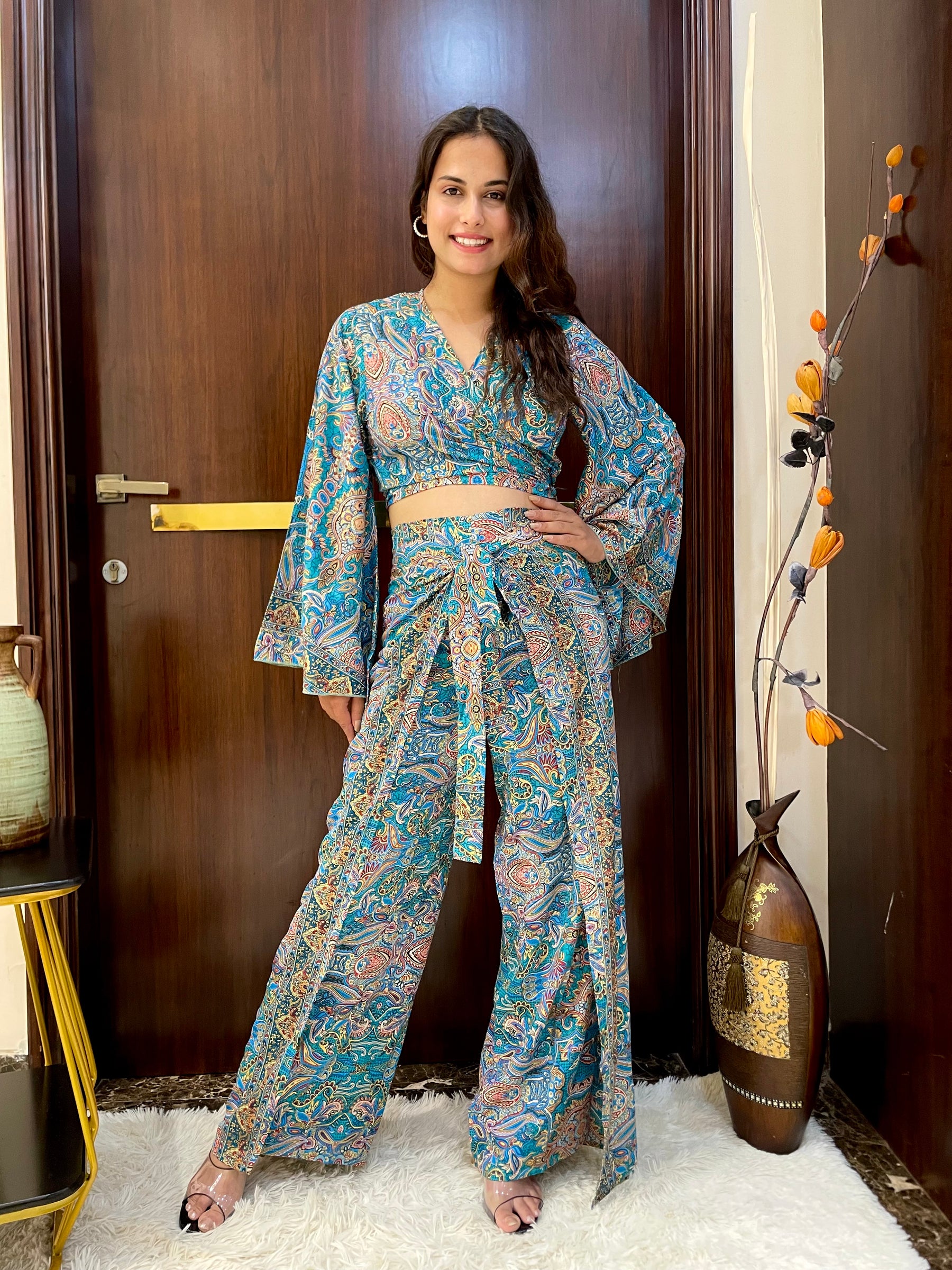 Boho Printed Wrap Trouser - Blue Bohemian Harmony (TROUSER ONLY)