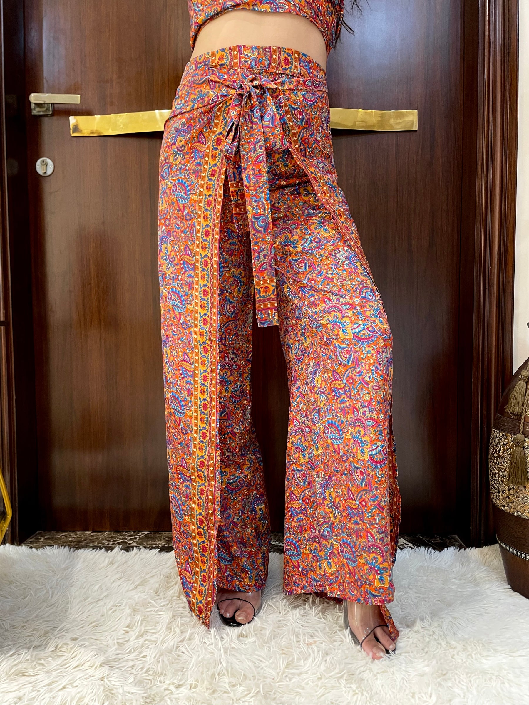 Boho Printed Wrap Trouser -Tangerine Dream (TROUSER ONLY)