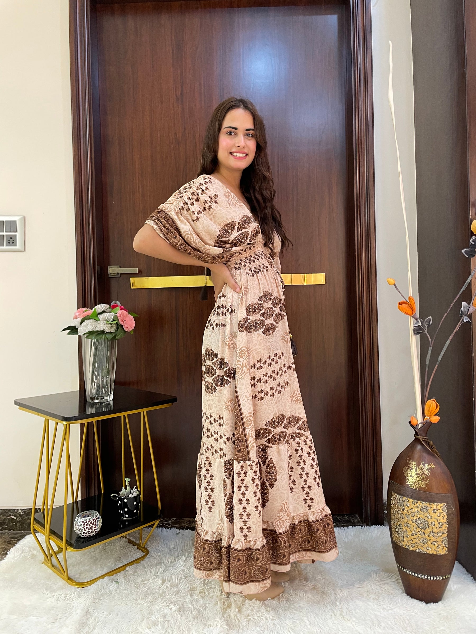 Balloon Pattern Boho Printed Maxi Dress - Amber Aura
