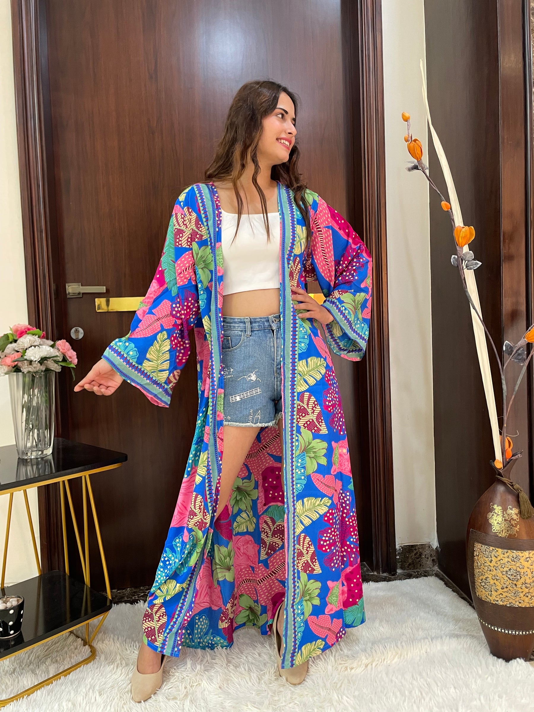 Boho Printed Long Shrug - Vibrant Vibe