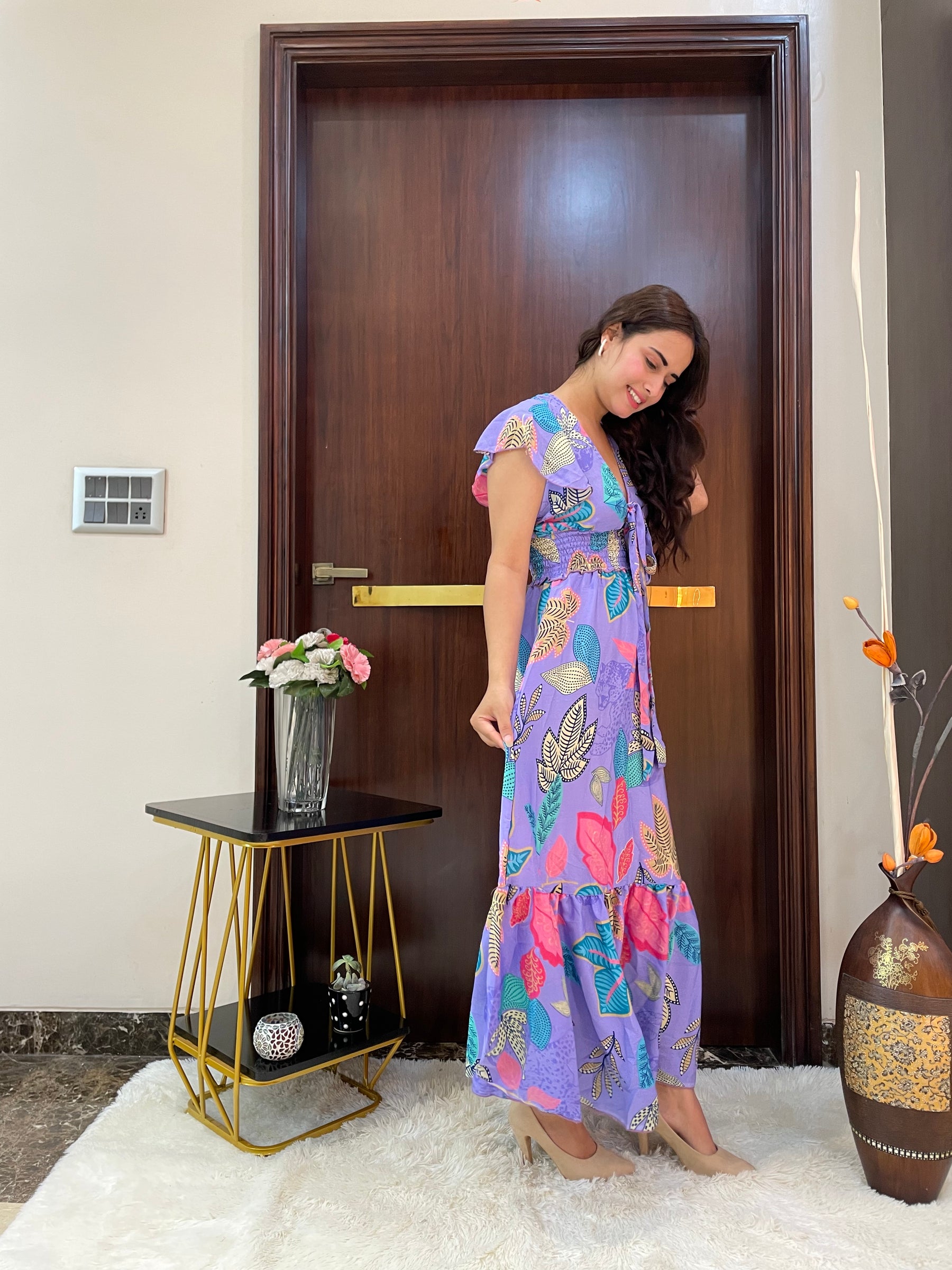 Tied-up Wanderlust Maxi Dress - Purple Petal