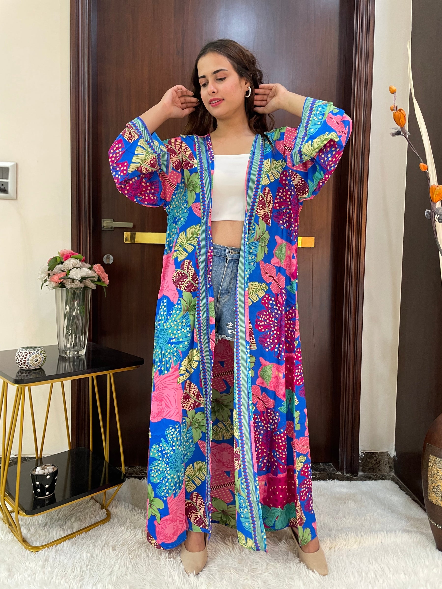 Boho Printed Long Shrug - Vibrant Vibe