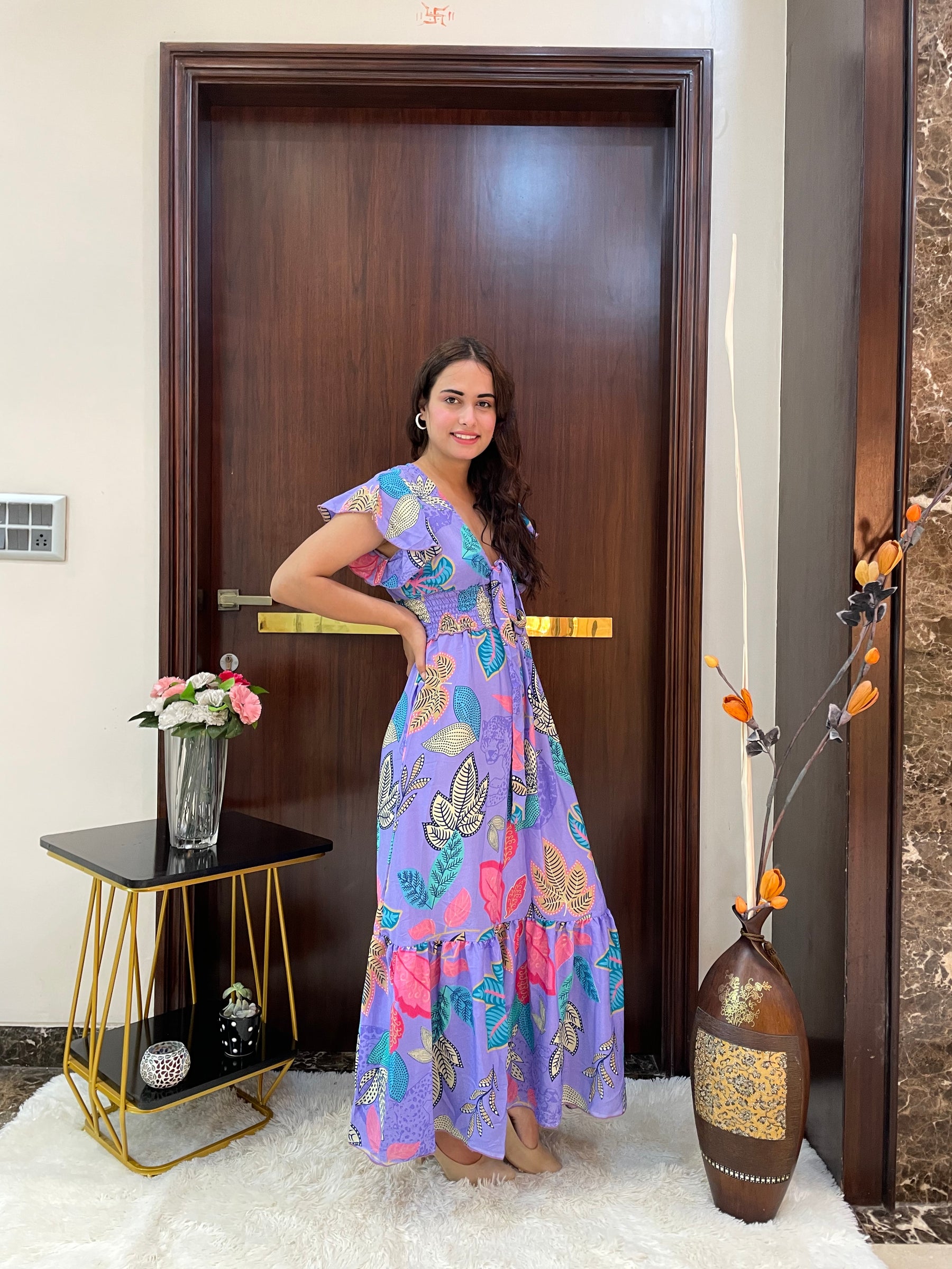 Tied-up Wanderlust Maxi Dress - Purple Petal