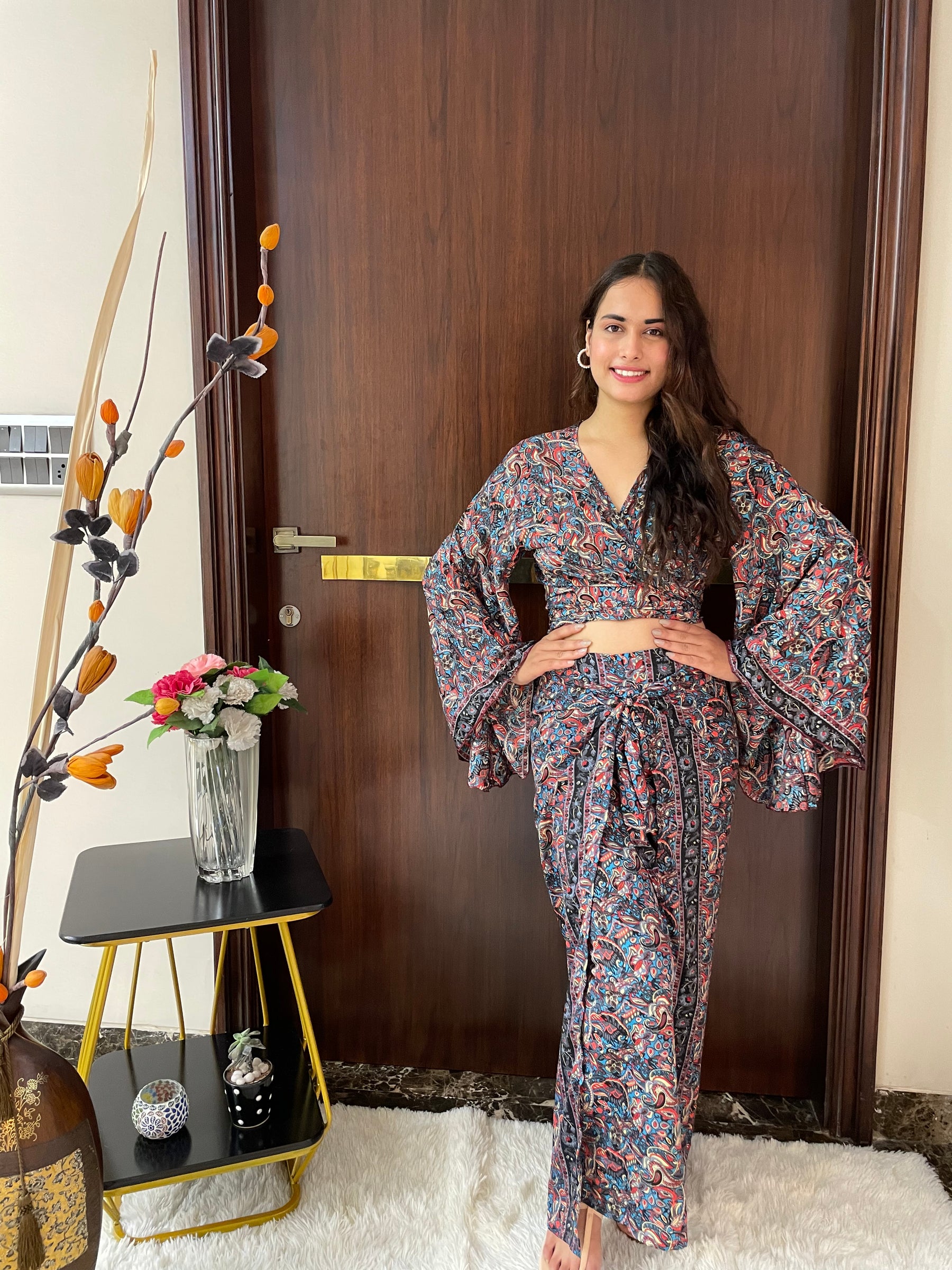 Boho Printed Wrap Trouser - Multicolor