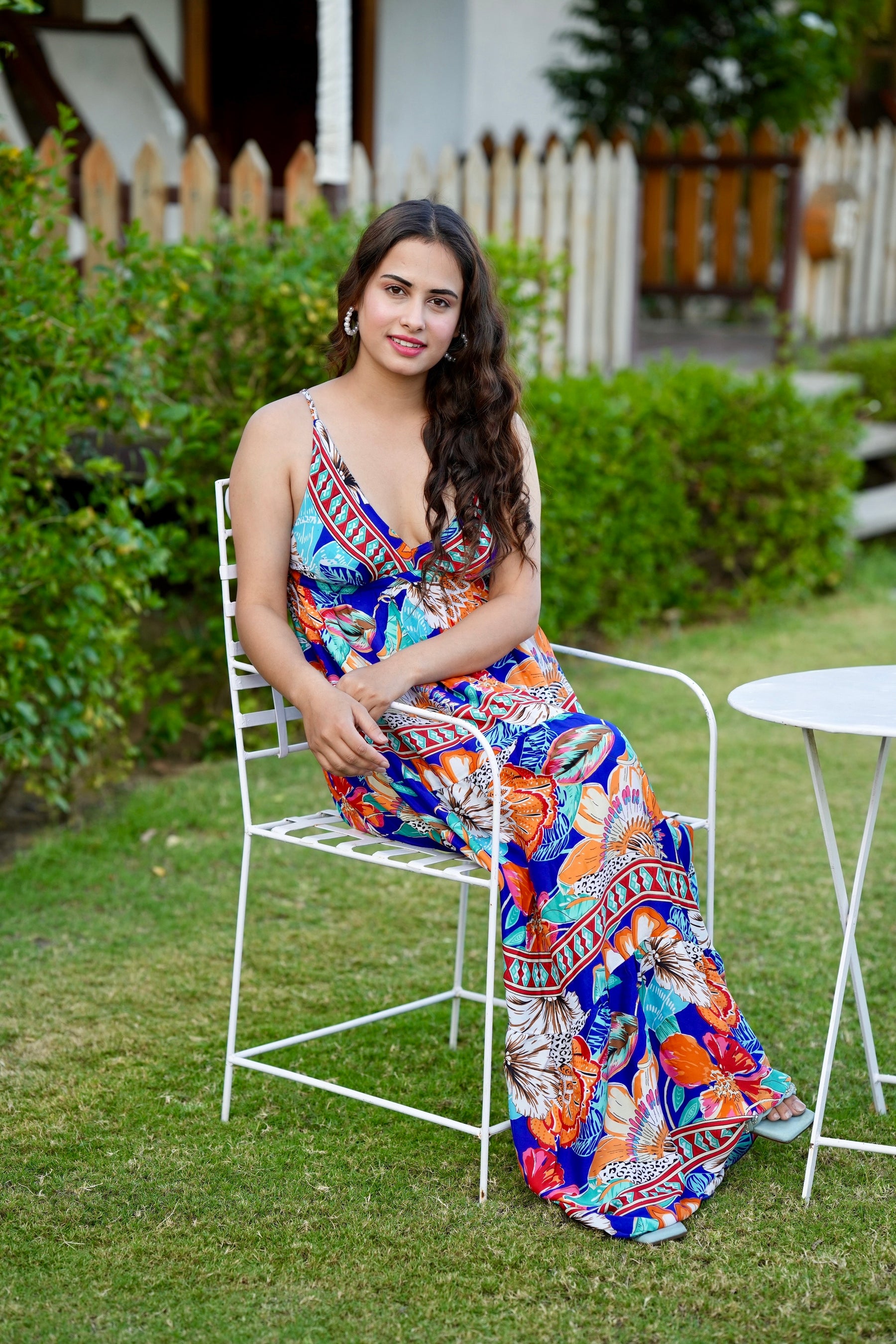 Multi Panel Boho Printed Maxi Dress - Blue Patel