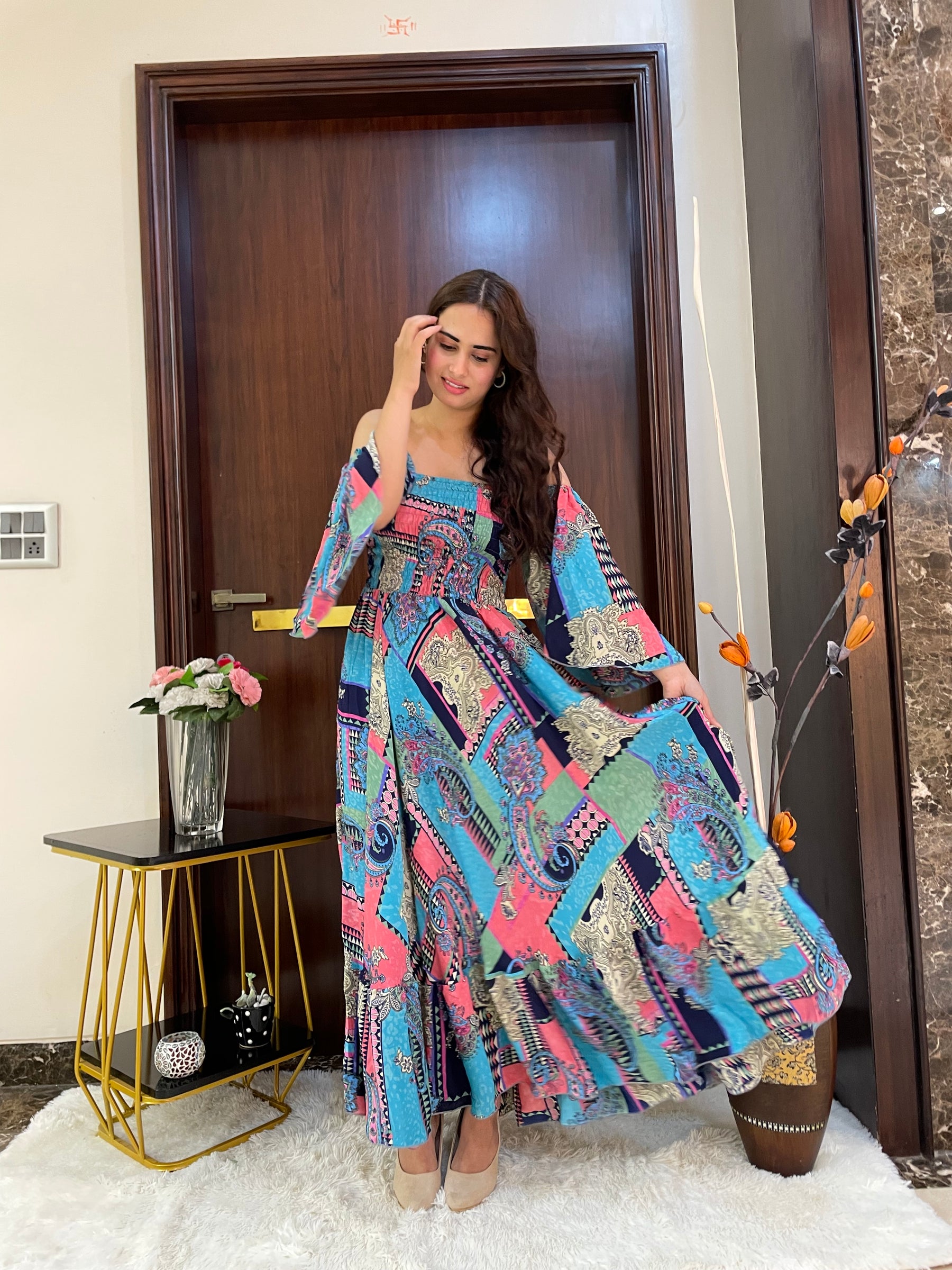 Bare-Shoulder Beauty Dress - Blusing Azure
