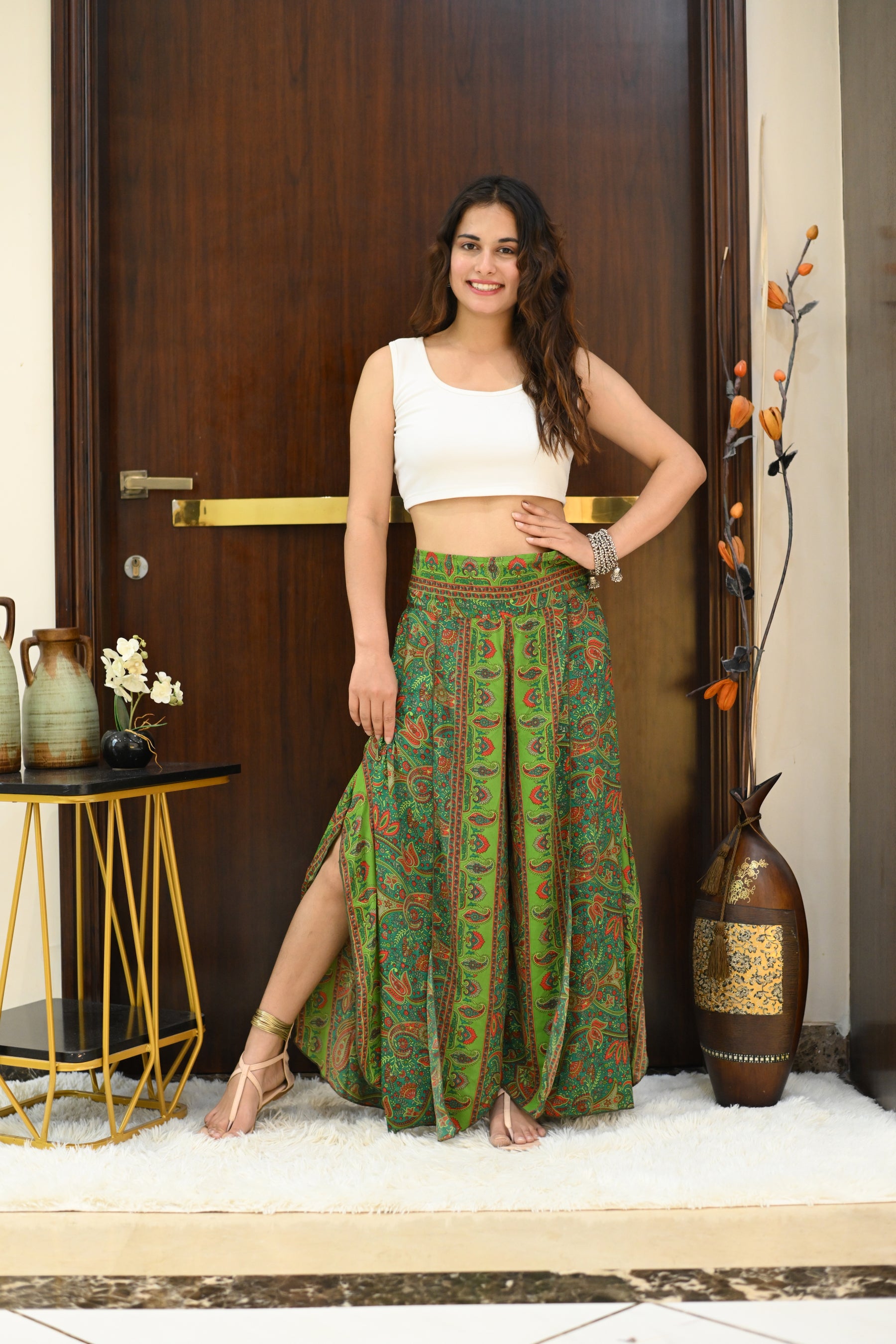 Side Slit Boho Printed Trouser