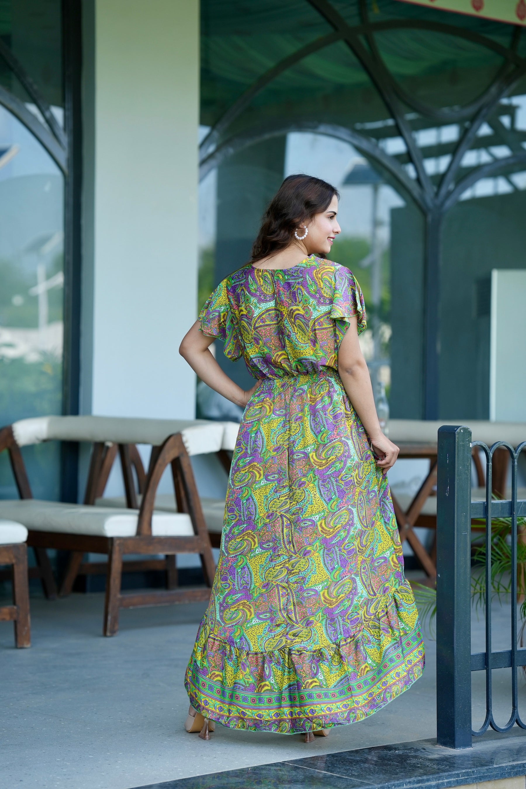 High low embroidery featured boho maxi dress- Lush Lime SmisingBee