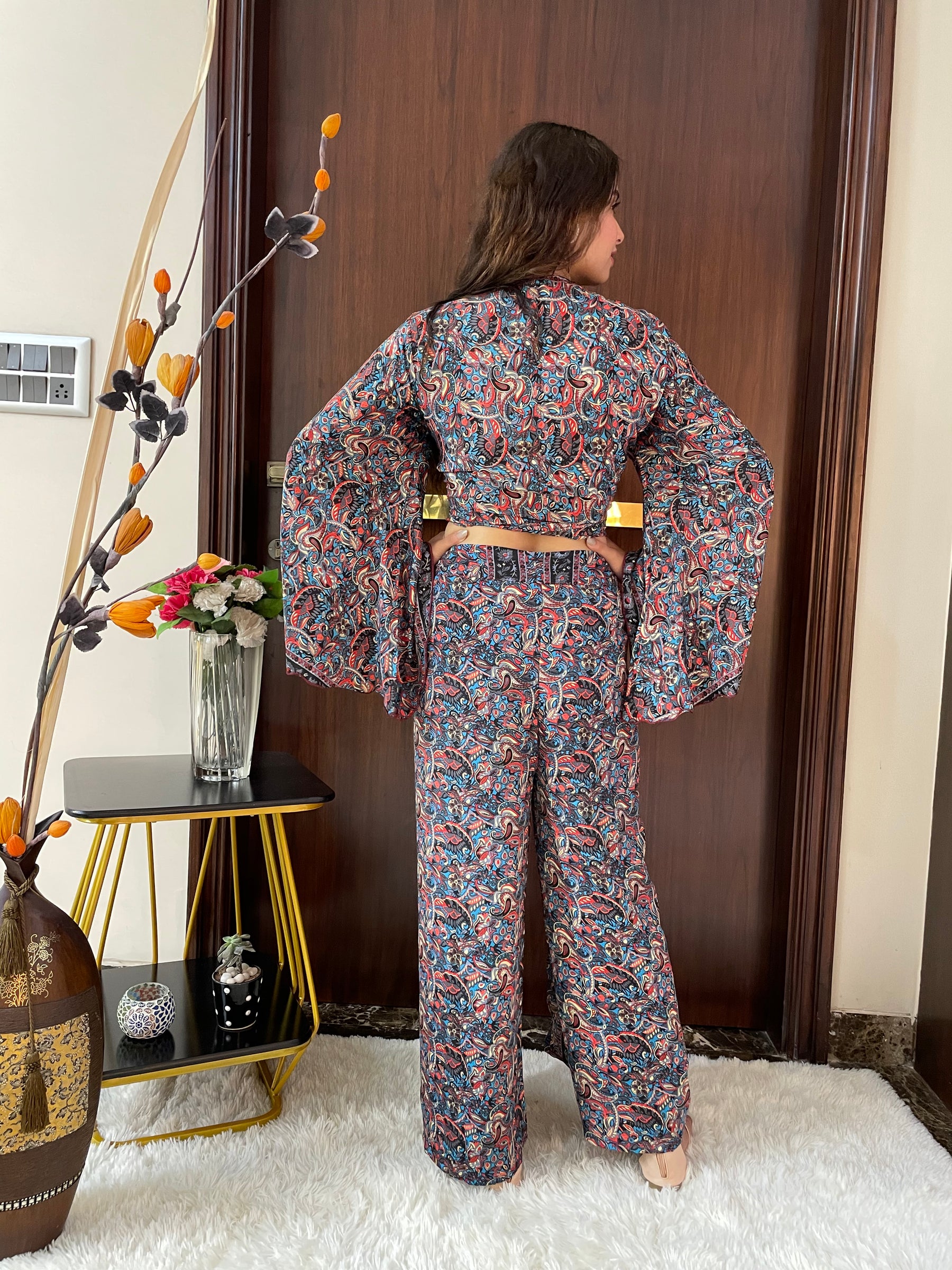 Boho Printed Wrap Trouser - Multicolor