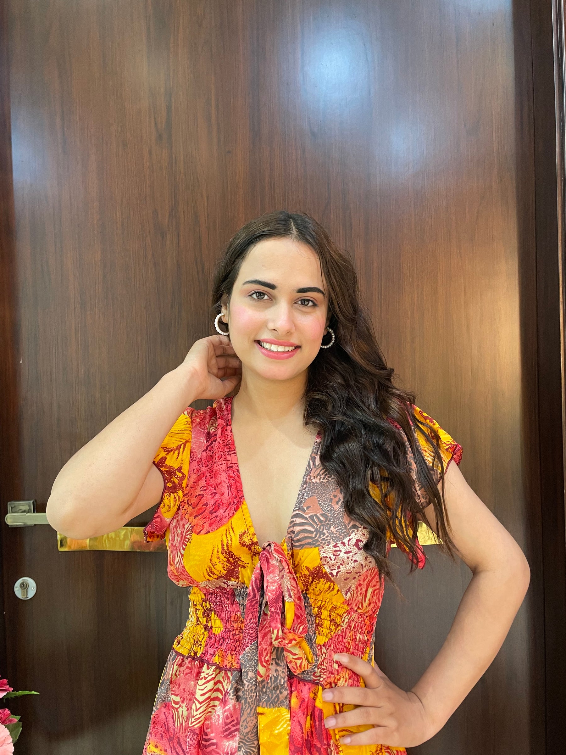 Tied-up Wanderlust Maxi Dress - Sun Kissed Horizon