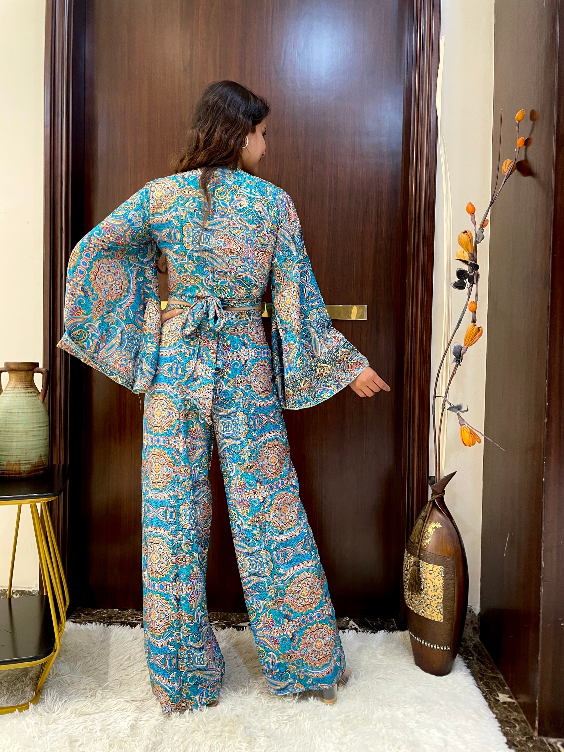 Boho Printed Wrap Trouser - Blue Bohemian Harmony (TROUSER ONLY)