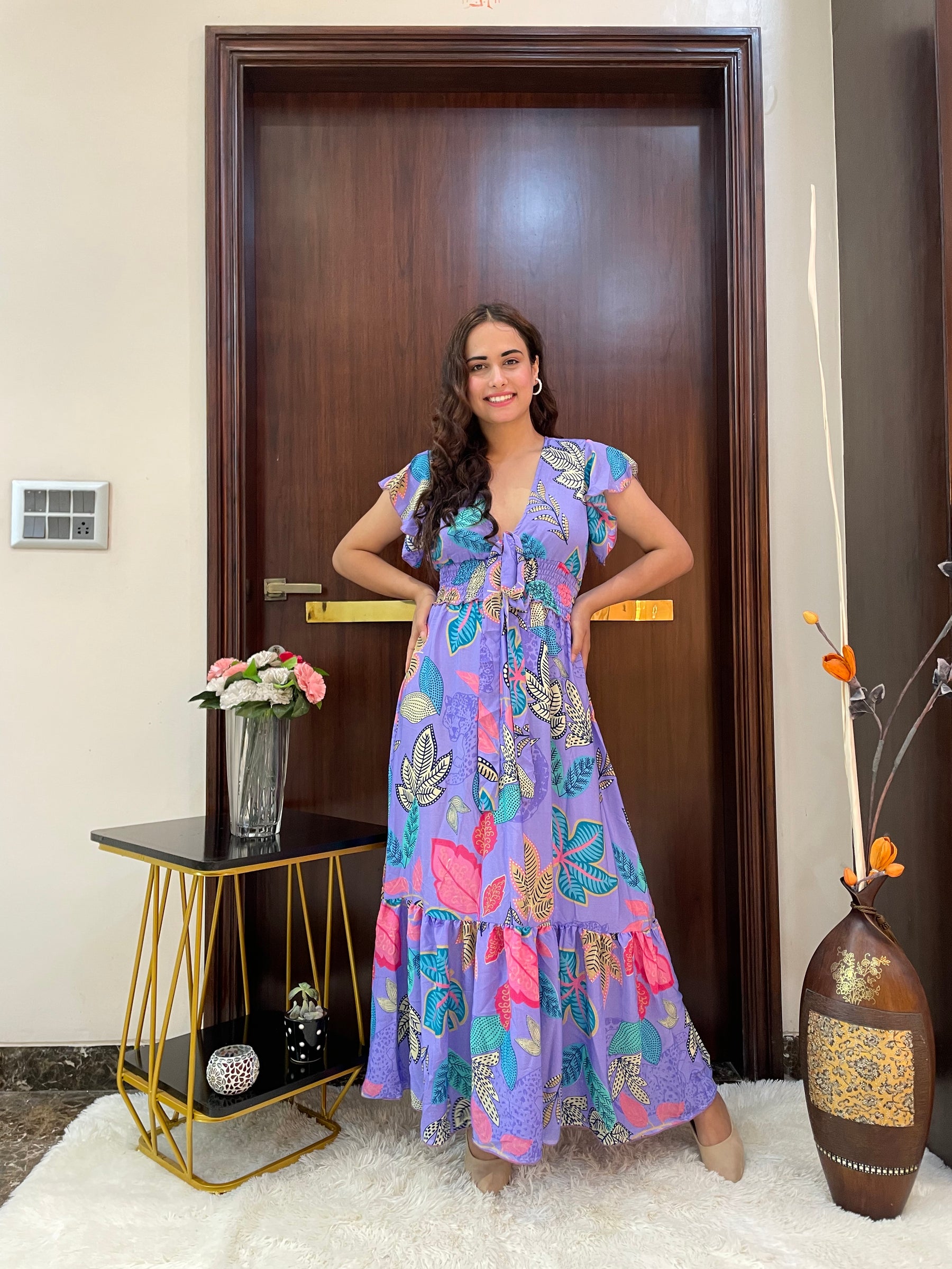 Tied-up Wanderlust Maxi Dress - Purple Petal