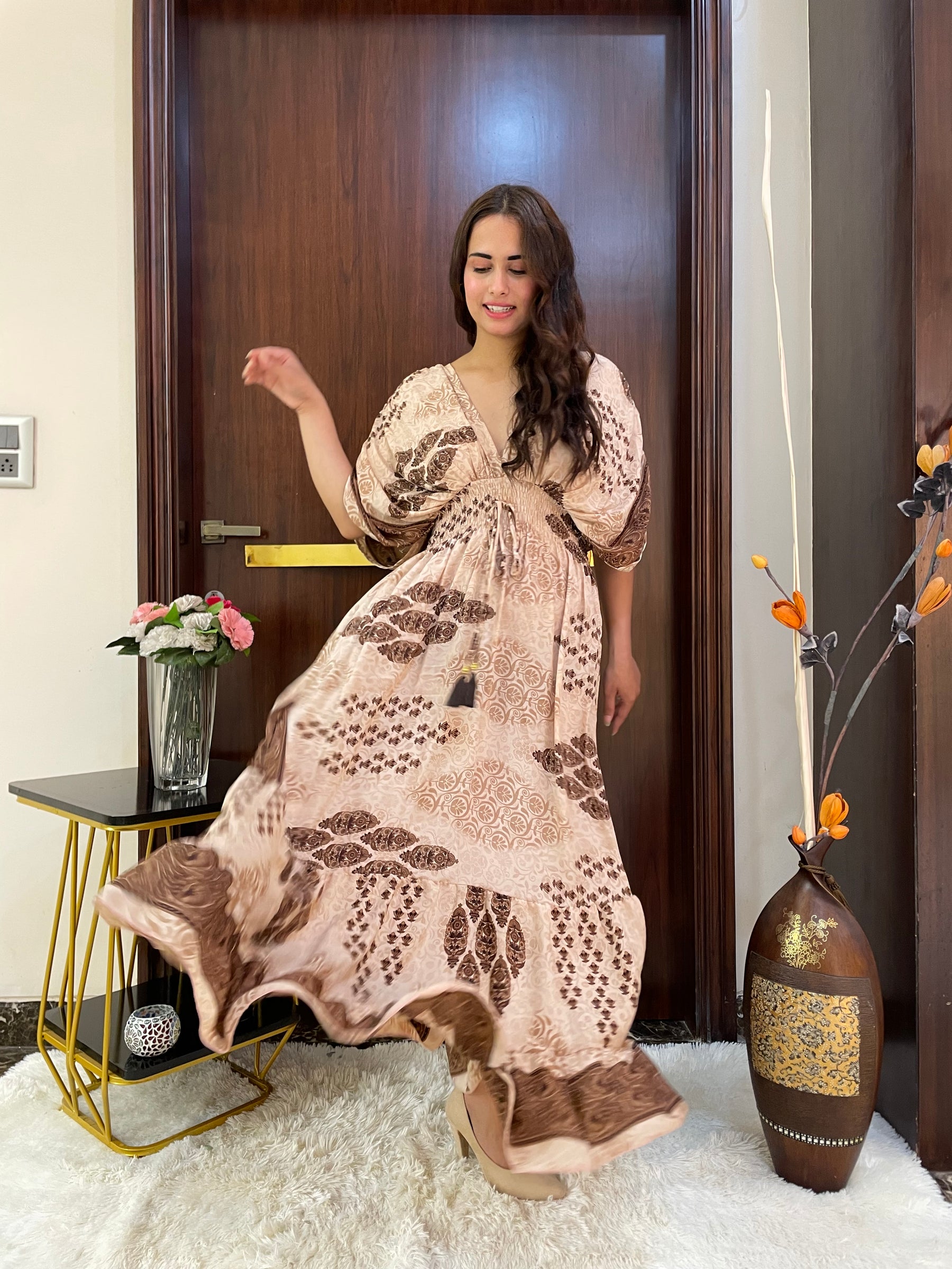 Balloon Pattern Boho Printed Maxi Dress - Amber Aura
