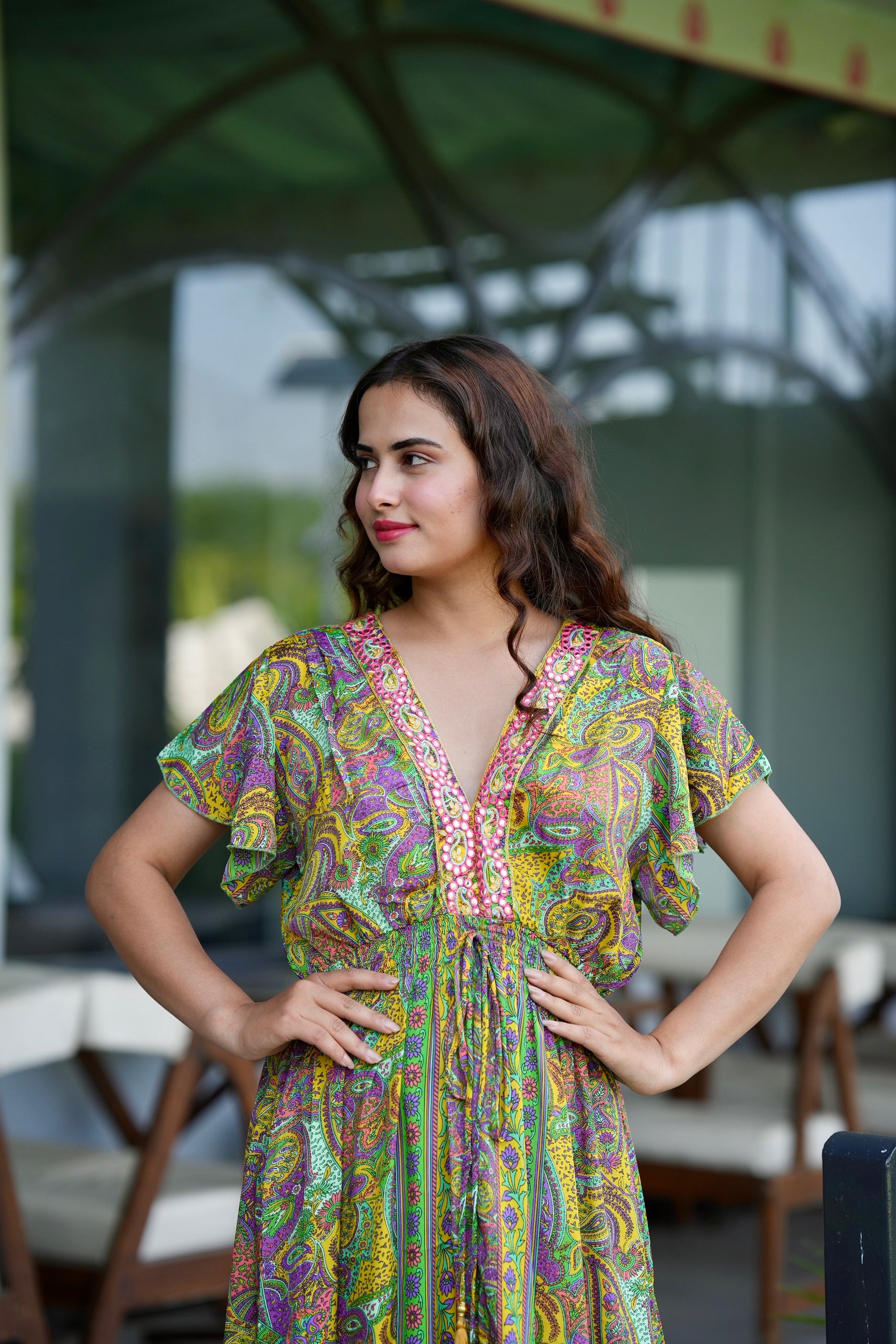 High low embroidery featured boho maxi dress- Lush Lime SmisingBee