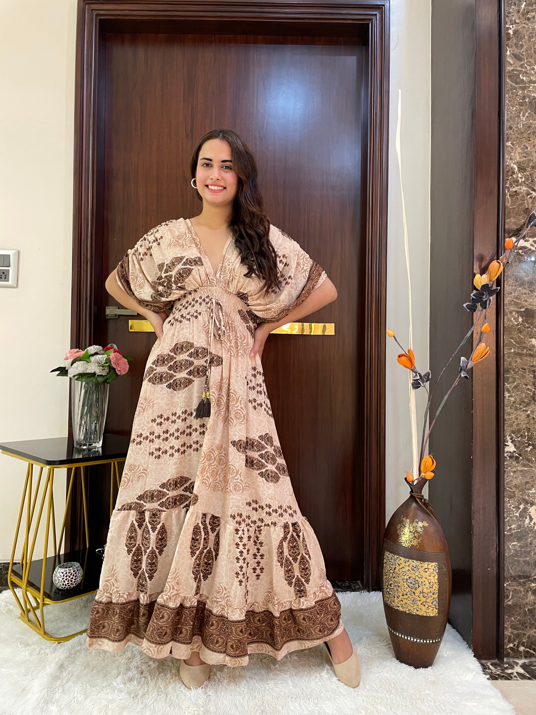 Balloon Pattern Boho Printed Maxi Dress - Amber Aura