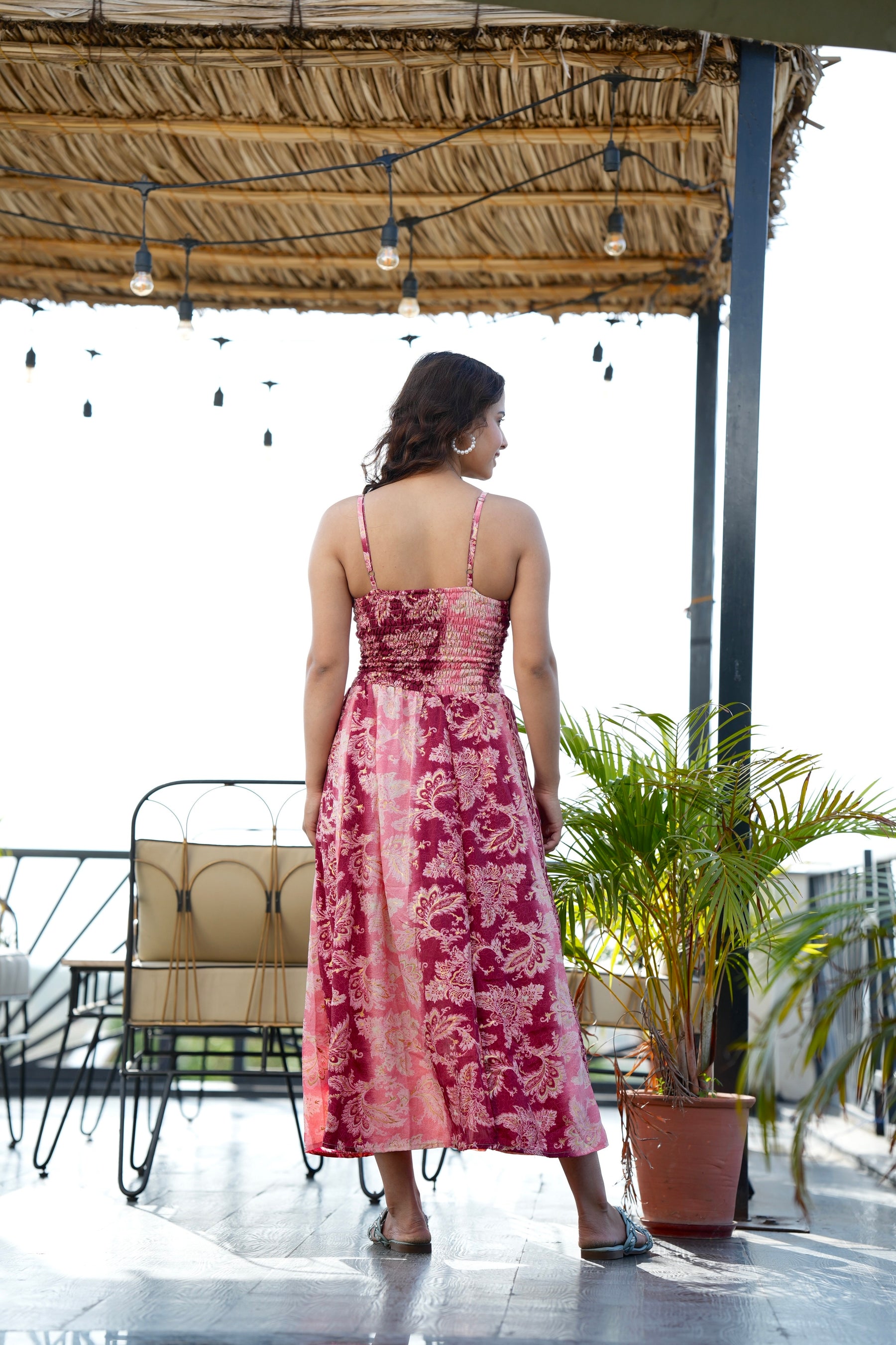 Tie Front Side Slit Boho Maxi Dress - Blusing Elegance