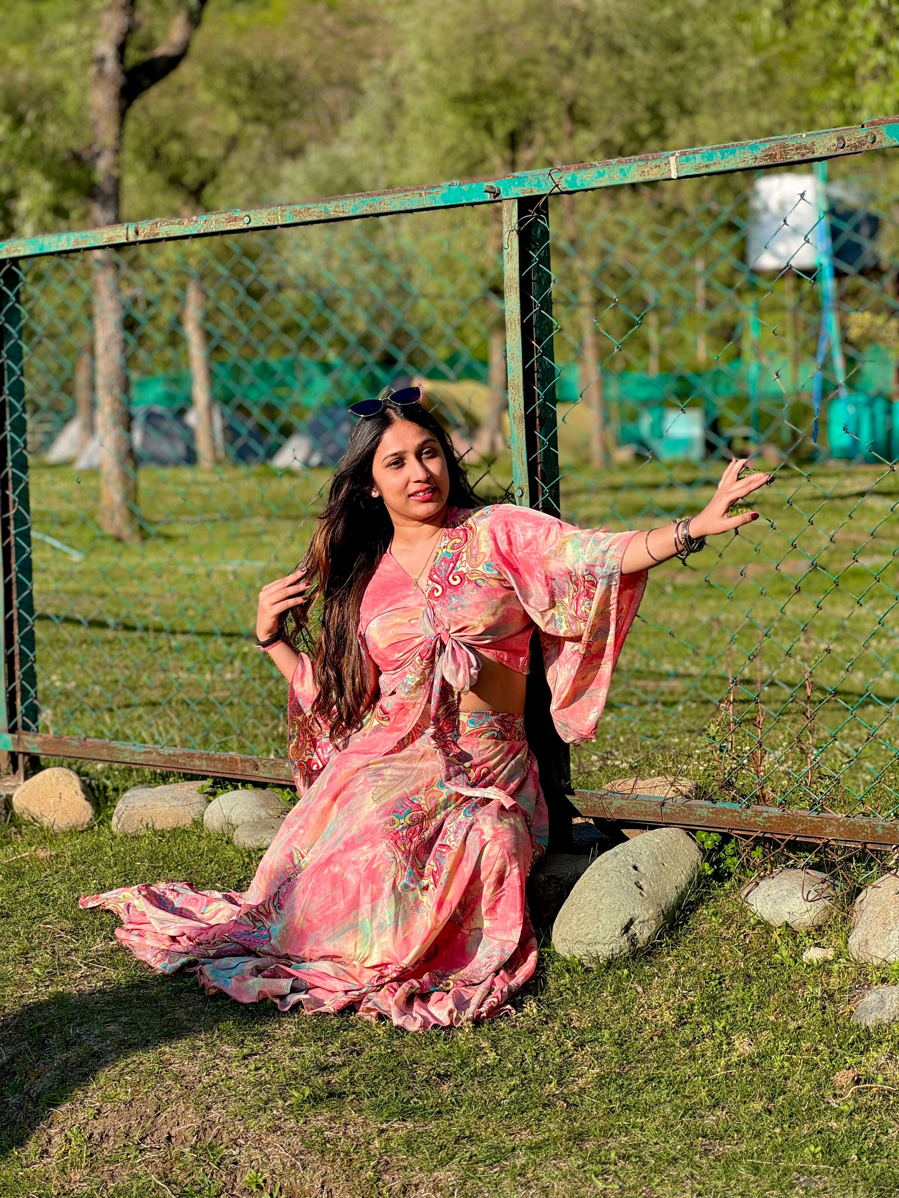 Wrap Top and Boho Printed Skirt Co-ord Set