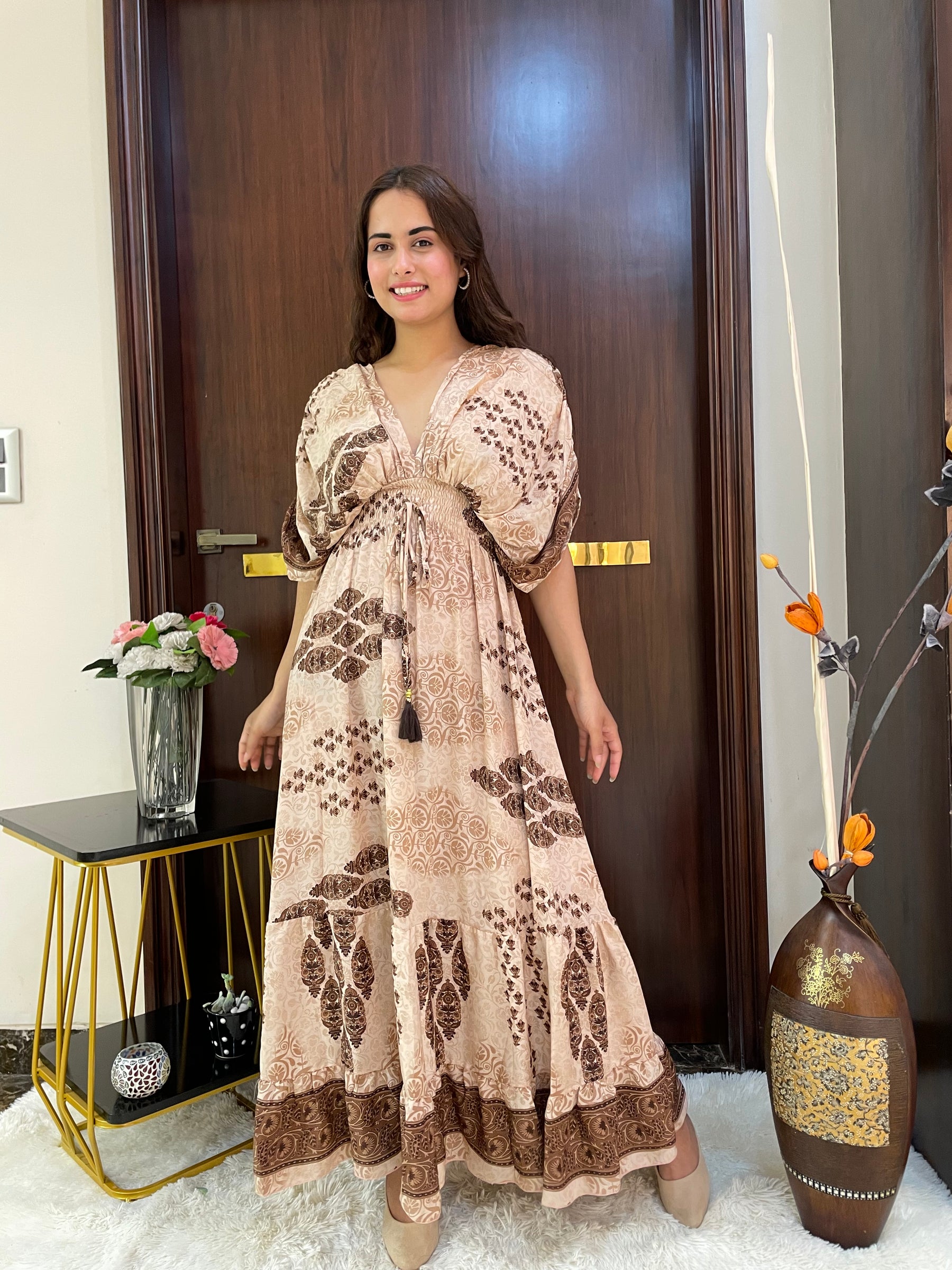 Balloon Pattern Boho Printed Maxi Dress - Amber Aura