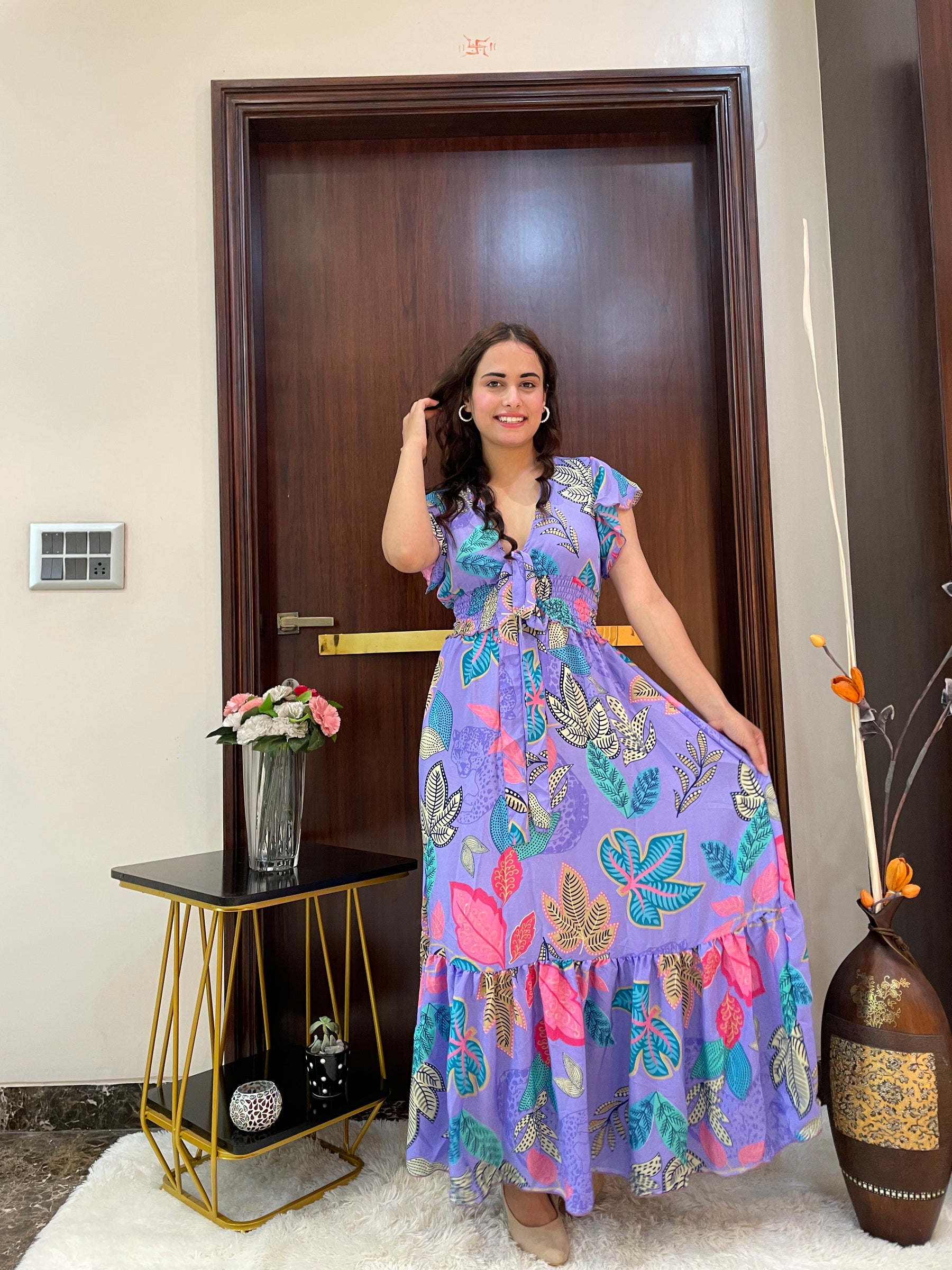 Tied-up Wanderlust Maxi Dress - Purple Petal