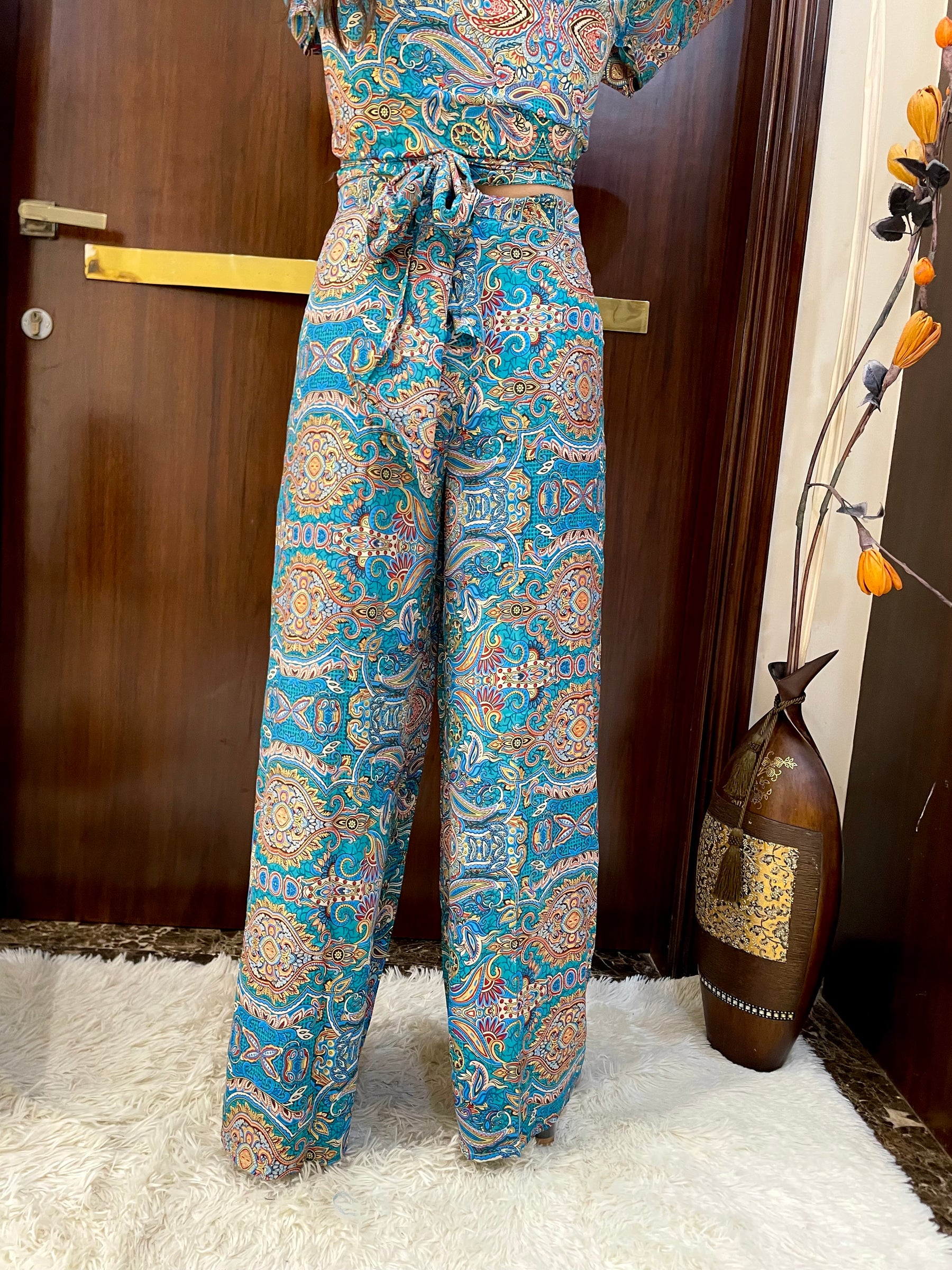 Boho Printed Wrap Trouser - Blue Bohemian Harmony (TROUSER ONLY)