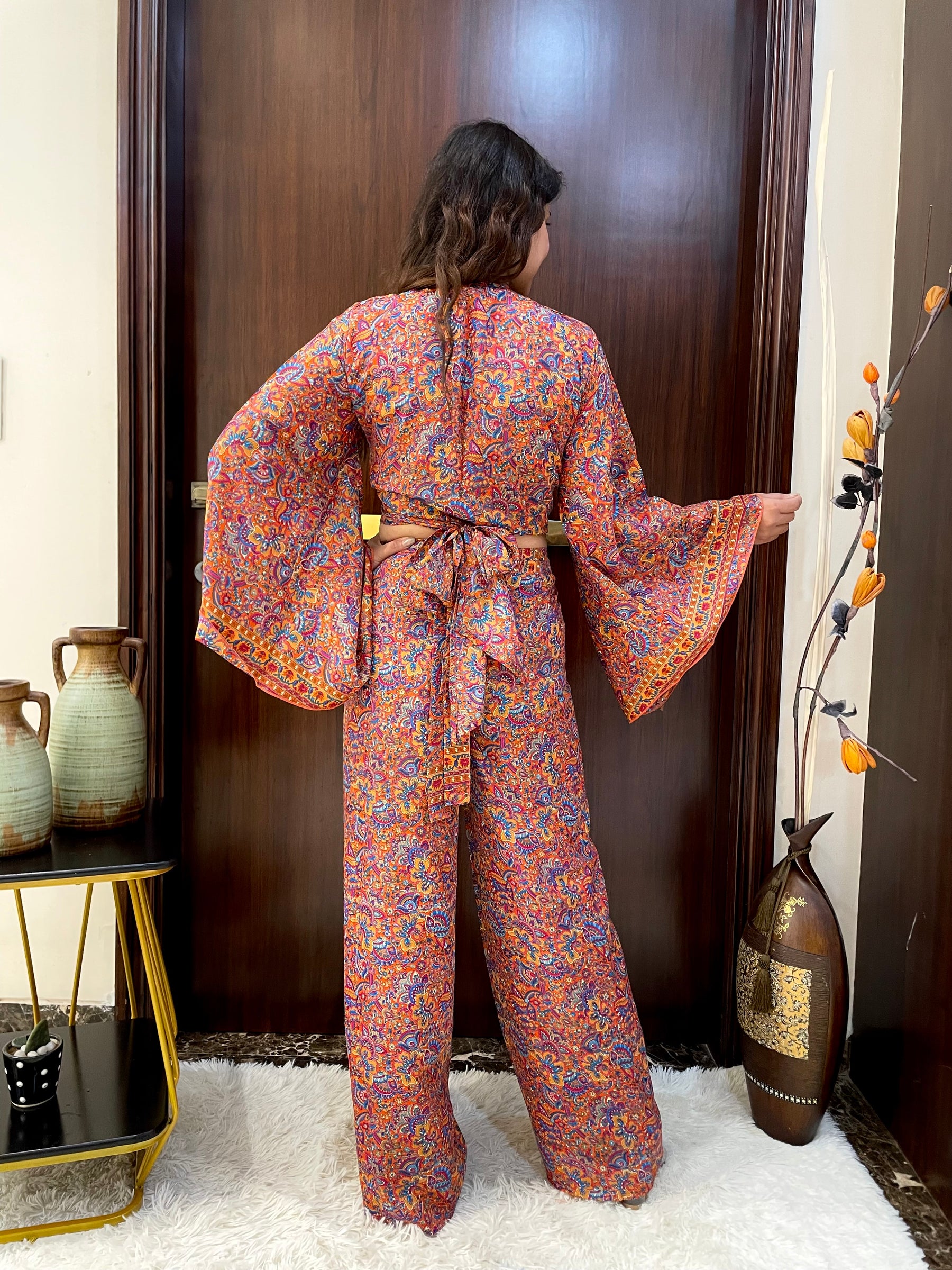 Boho Printed Wrap Trouser -Tangerine Dream (TROUSER ONLY)
