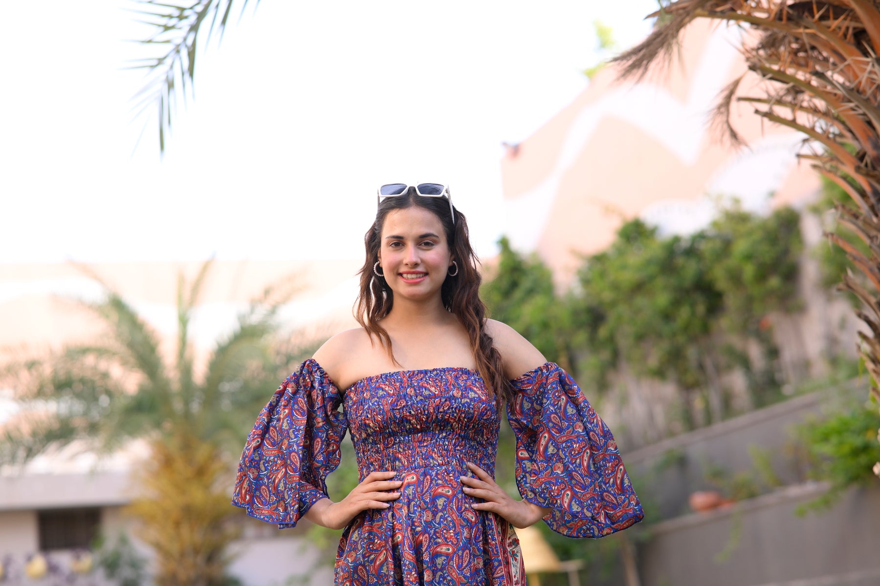 Off- Shoulder Boho Printed Maxi Dress -Bluebell Bliss SmisingBee