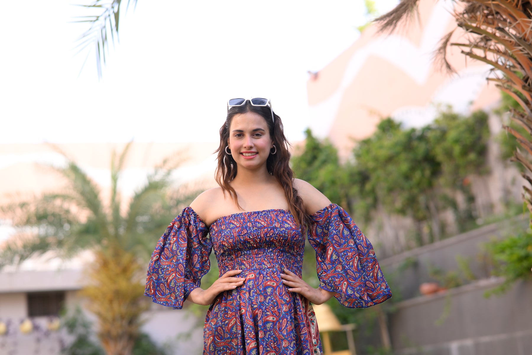 Off- Shoulder Boho Printed Maxi Dress -Bluebell Bliss SmisingBee