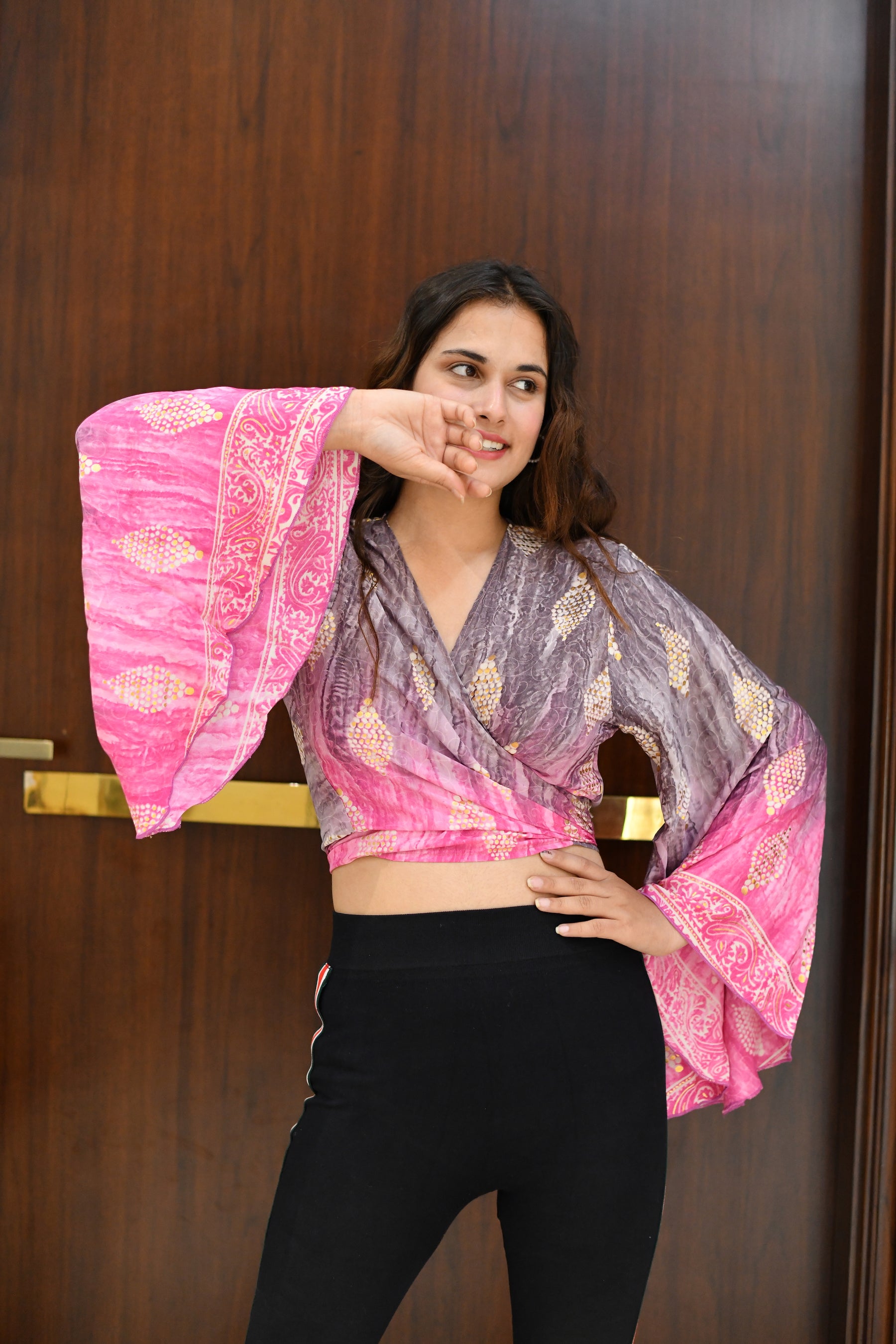 Boho Printed Wrap Top - Dove Blush (TOP ONLY)