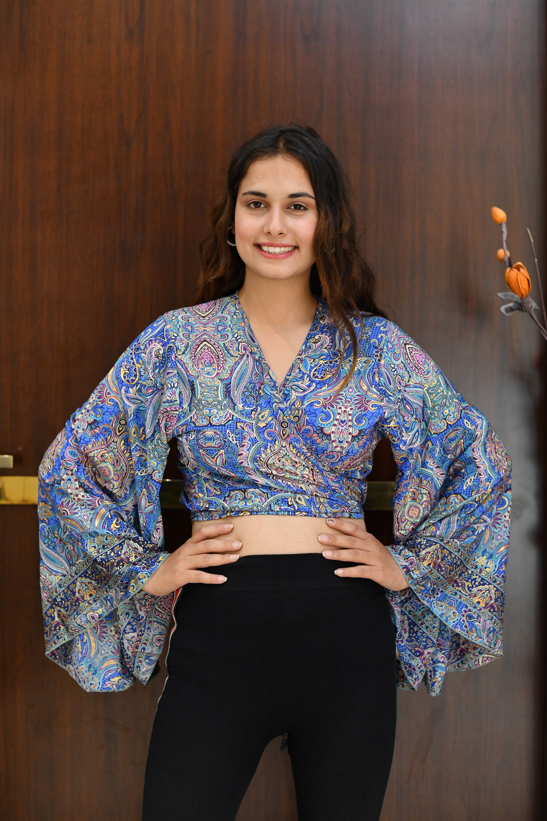 Boho Printed Wrap Top - Ocean Mist (TOP ONLY)