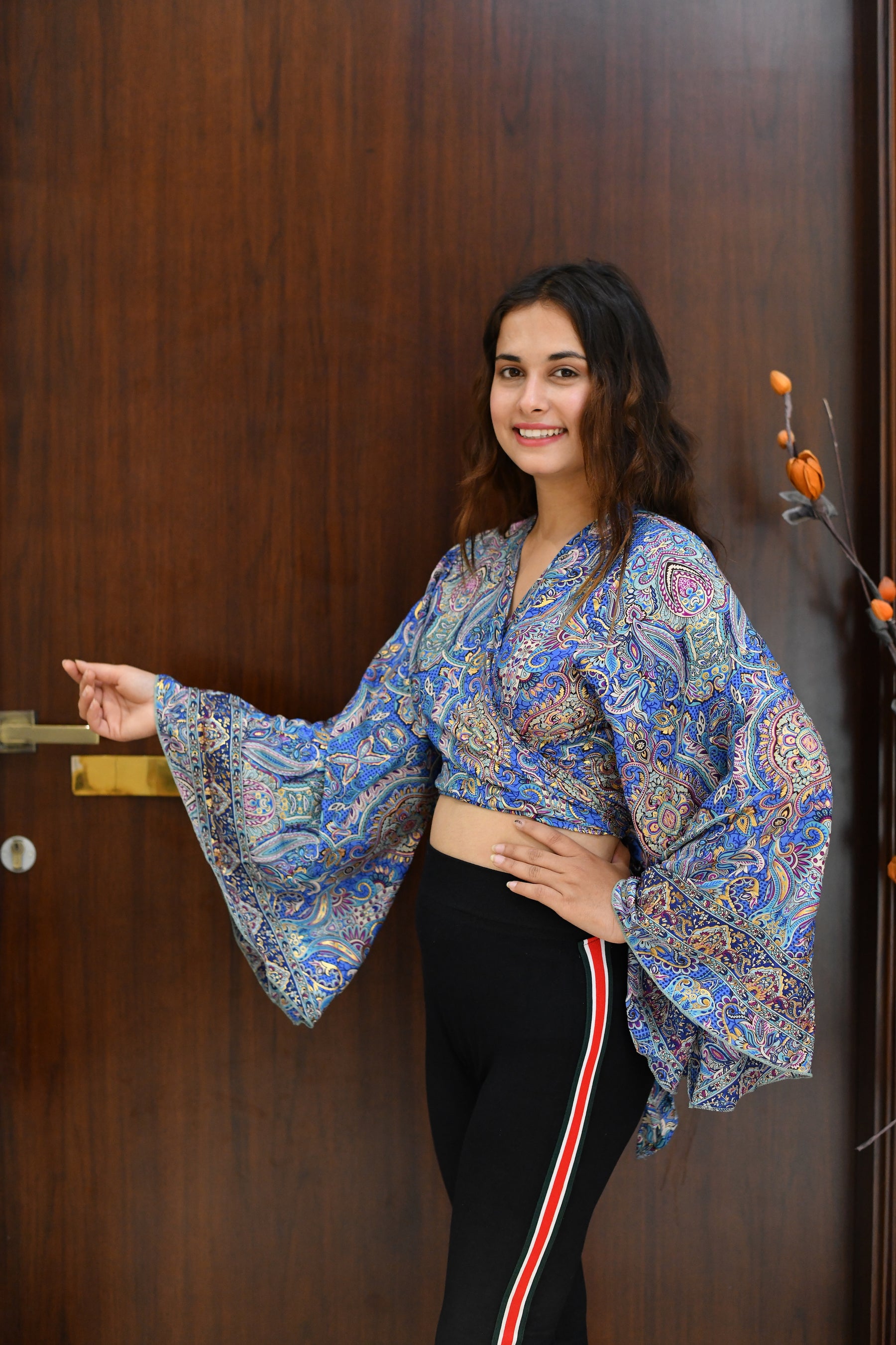Boho Printed Wrap Top - Ocean Mist (TOP ONLY)