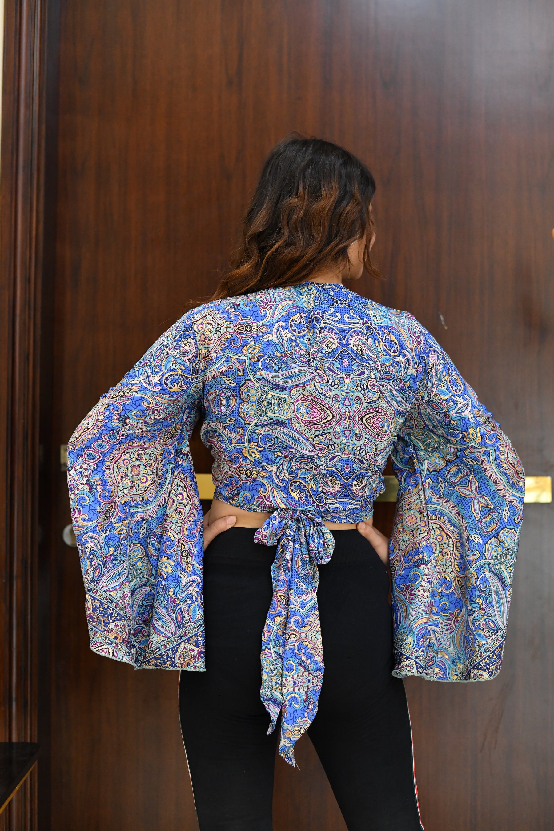 Boho Printed Wrap Top - Ocean Mist (TOP ONLY)