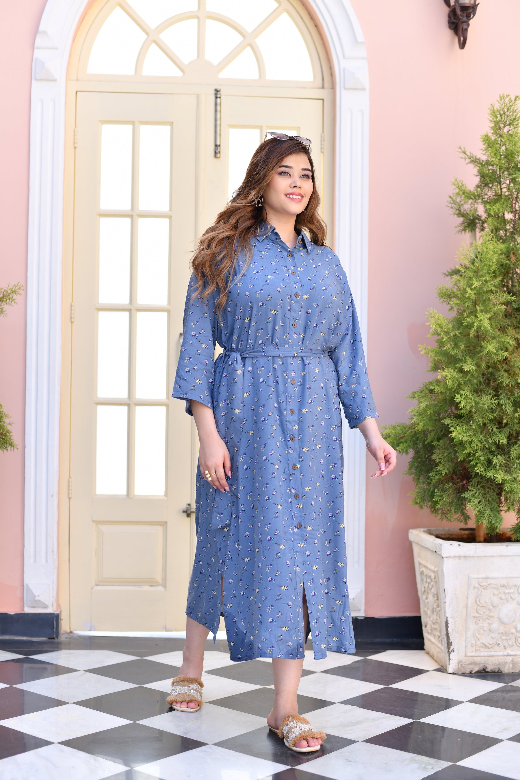 Slate Elegance Midi Dress