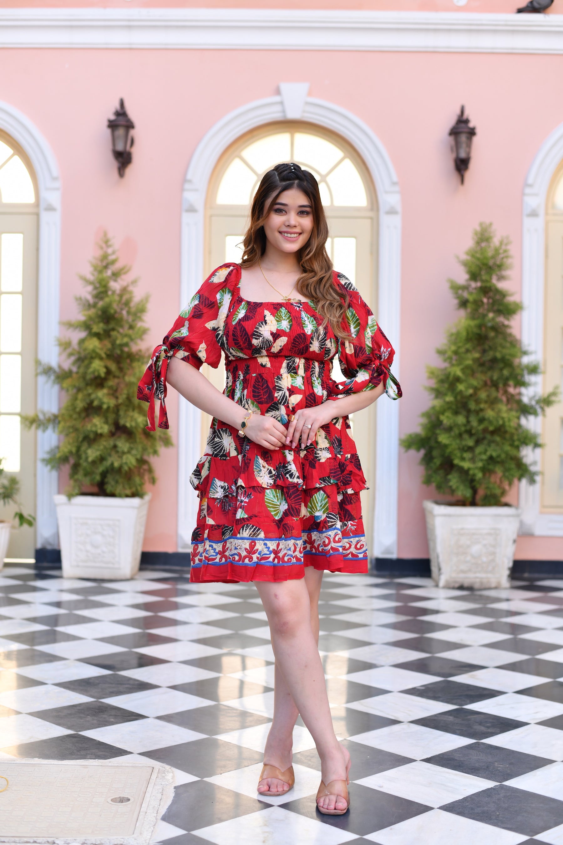 Scarlet Woodland Puff Sleeves Short Dress