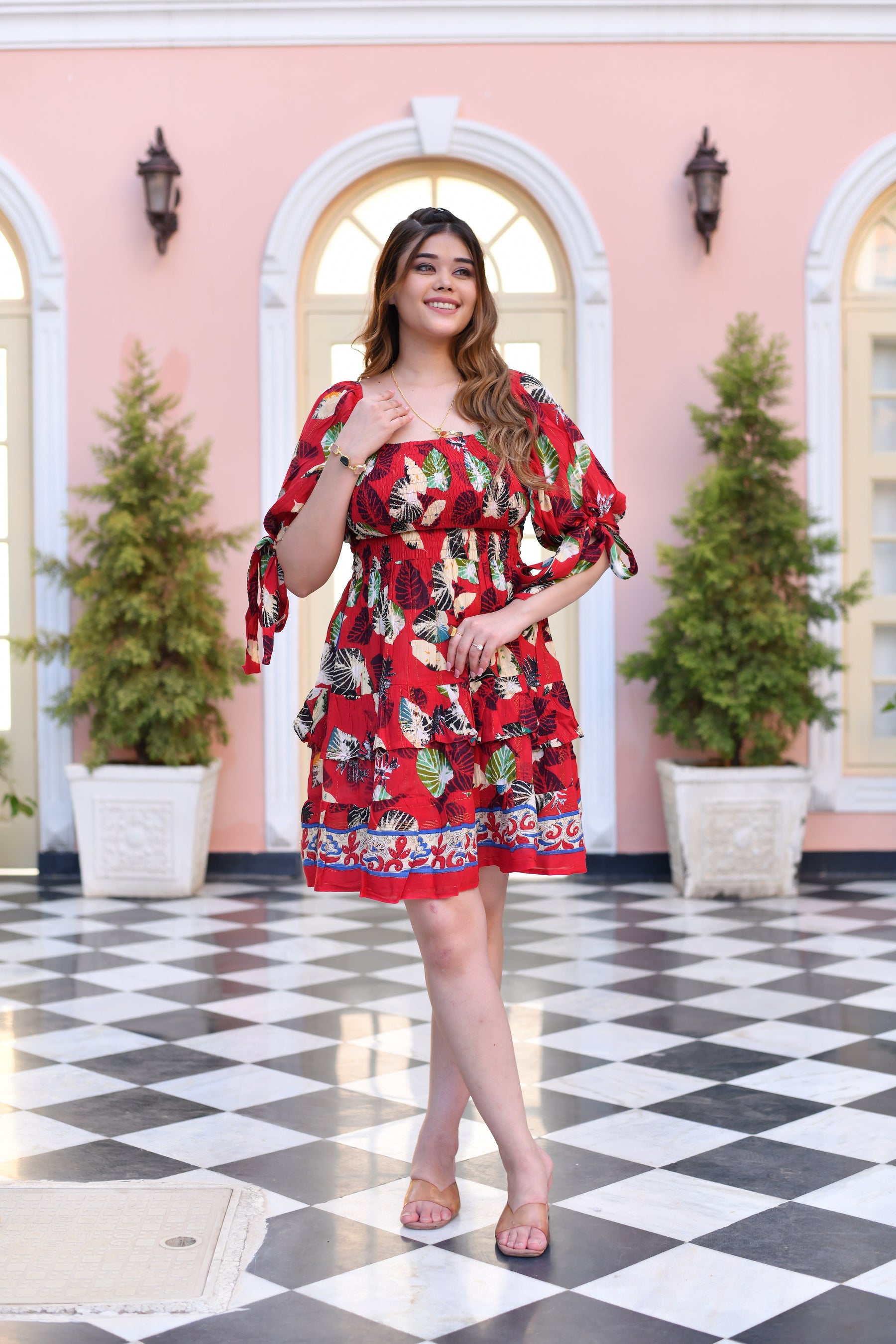 Scarlet Woodland Puff Sleeves Short Dress