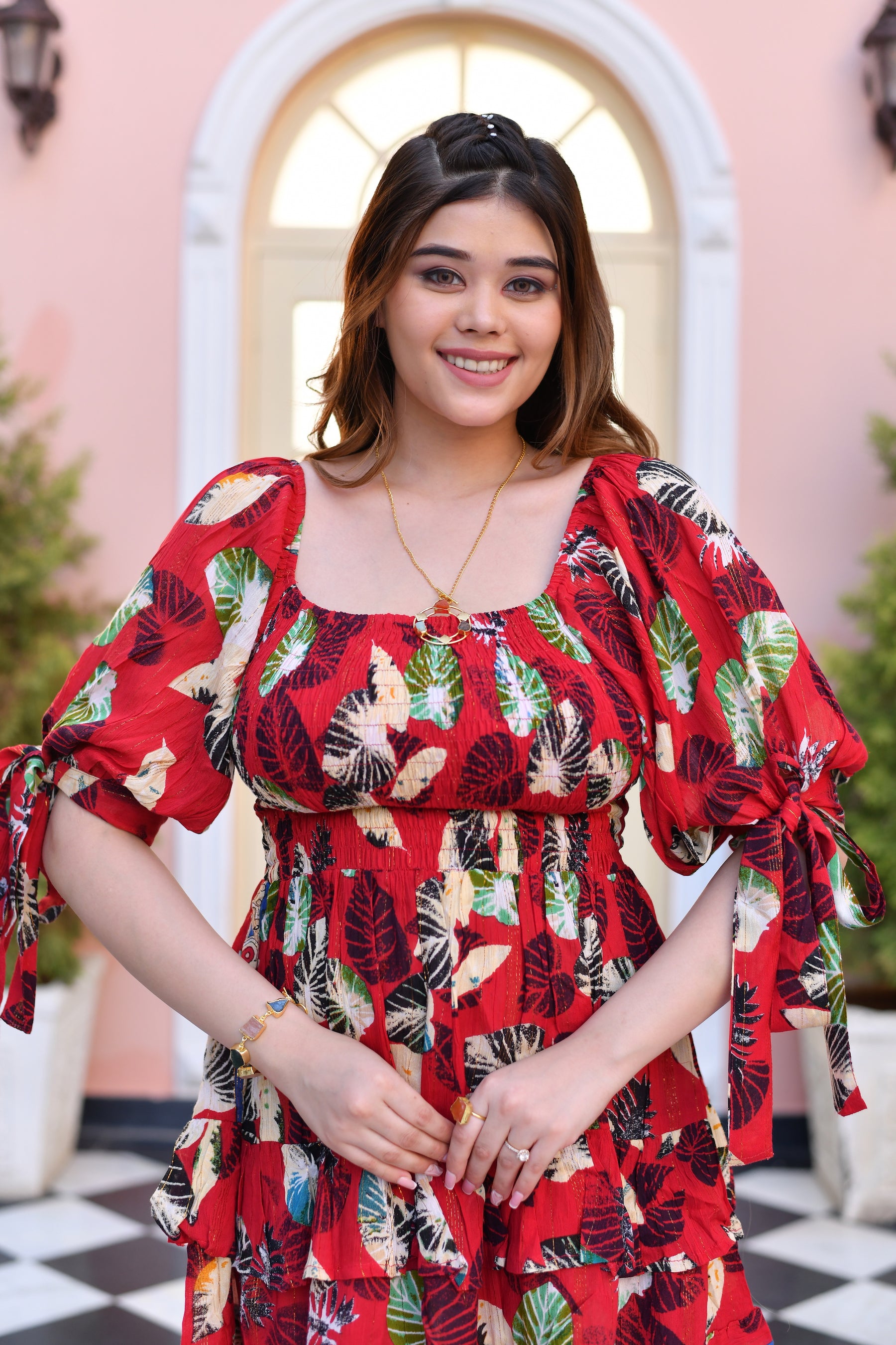 Scarlet Woodland Puff Sleeves Short Dress