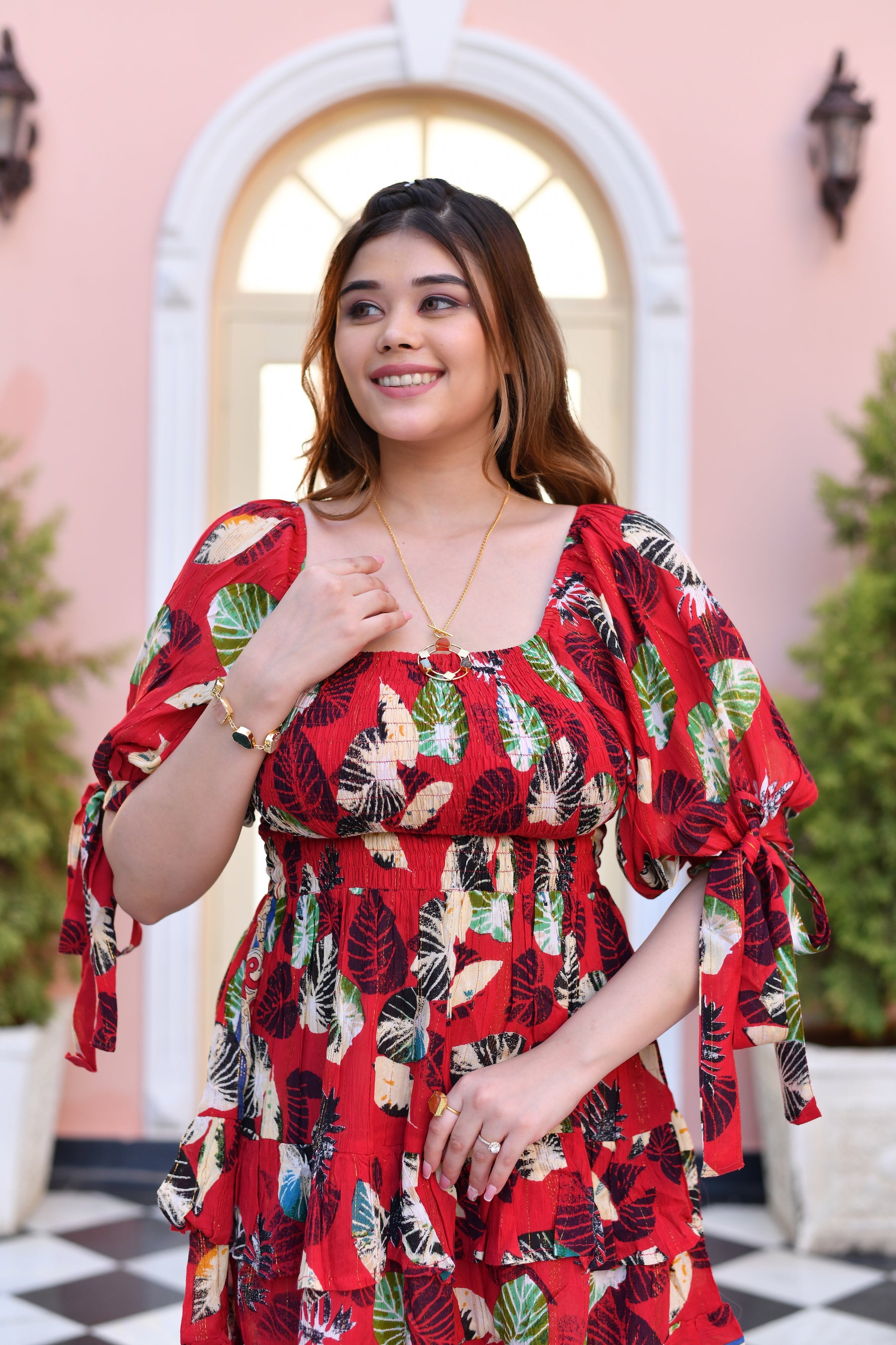 Scarlet Woodland Puff Sleeves Short Dress