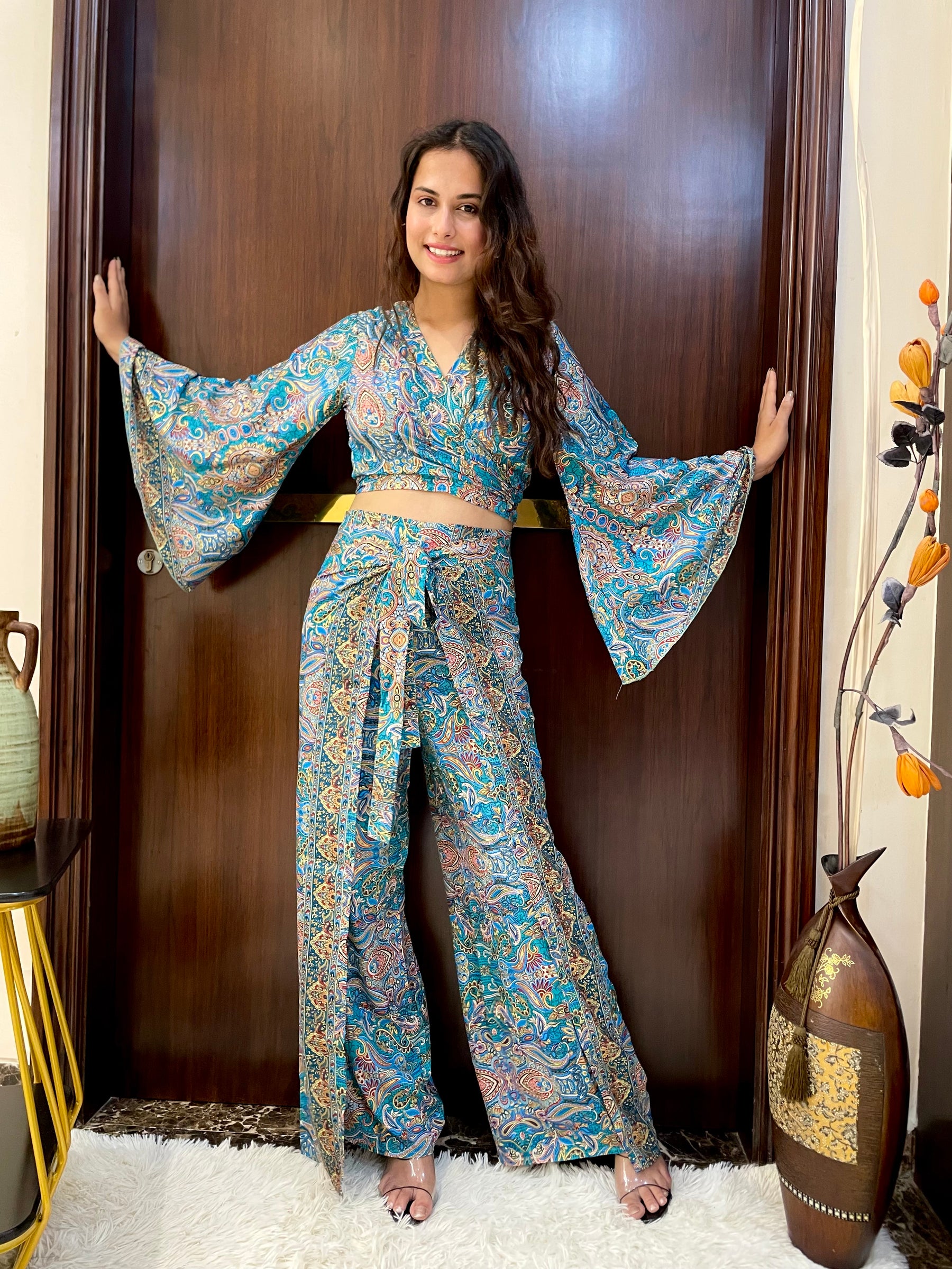 Boho Printed Wrap Trouser - Blue Bohemian Harmony (TROUSER ONLY)