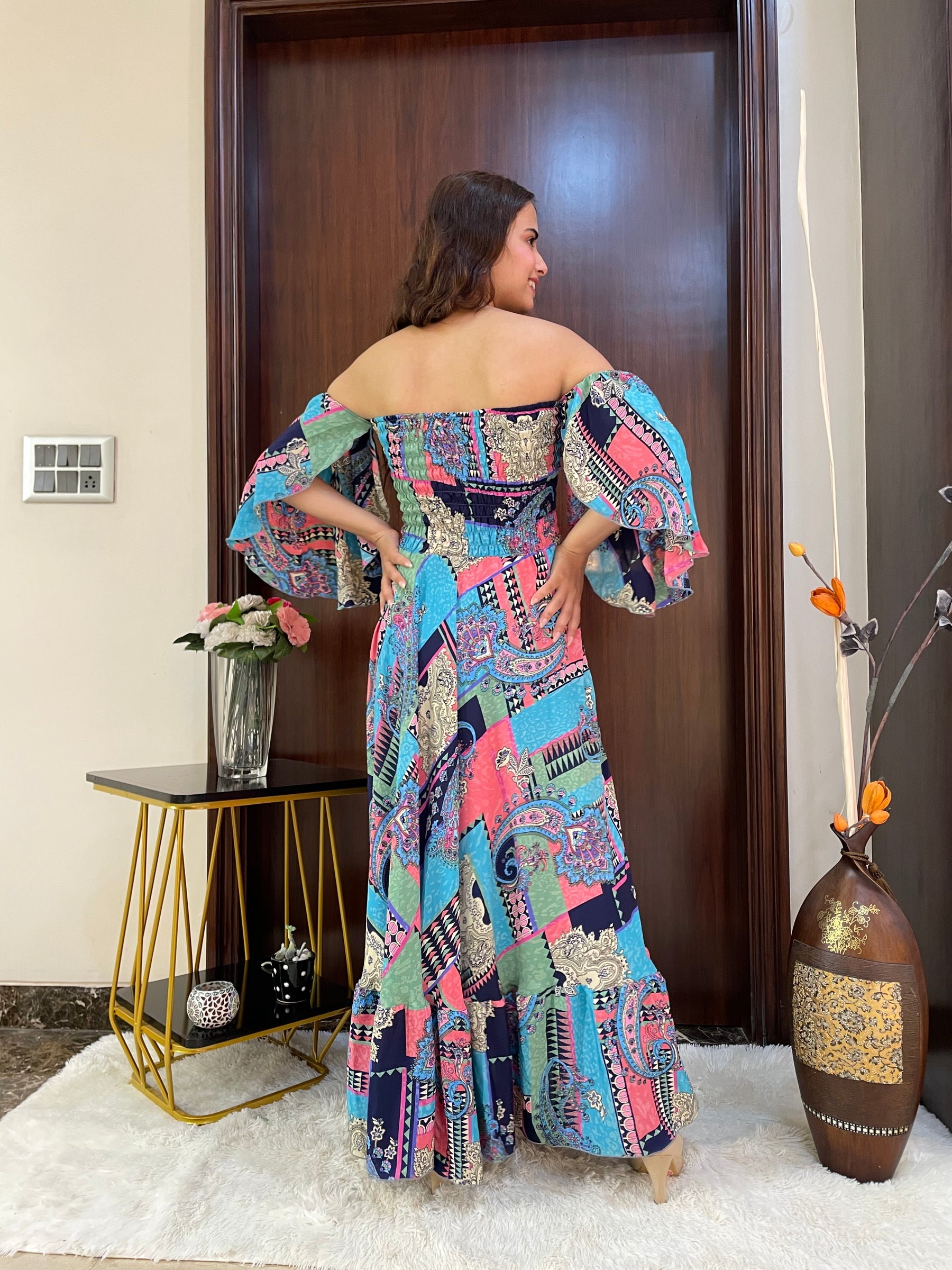 Bare-Shoulder Beauty Dress - Blusing Azure