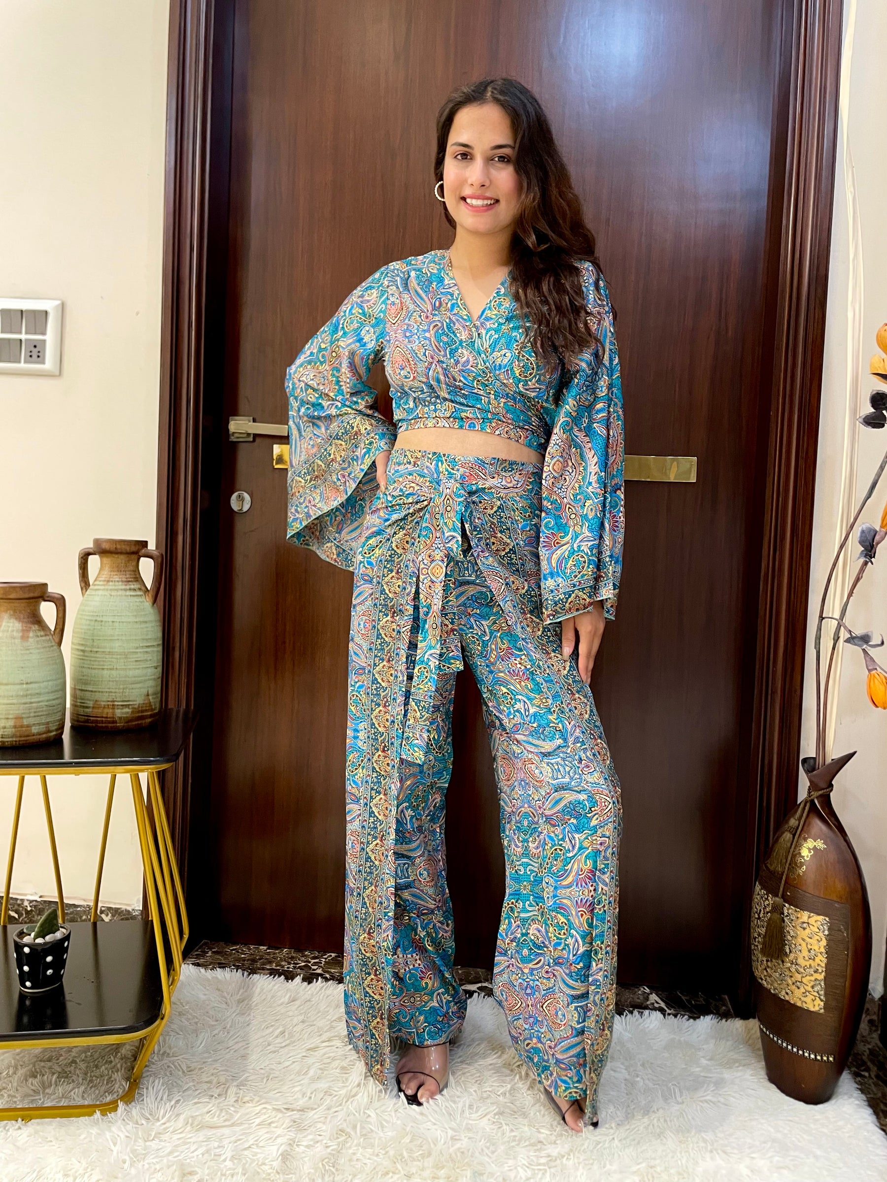 Boho Printed Wrap Trouser - Blue Bohemian Harmony (TROUSER ONLY)
