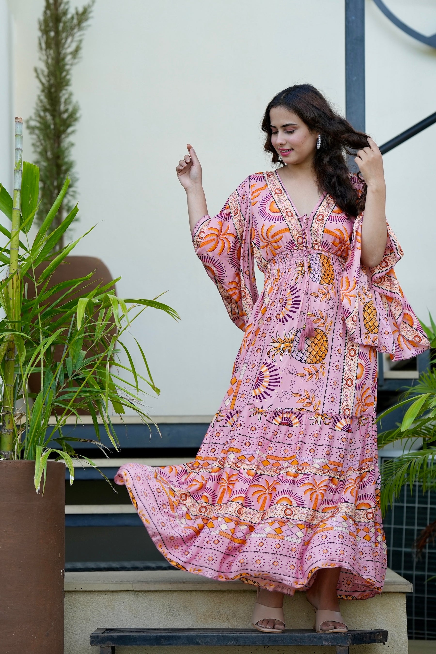 Bell Sleeves Boho Maxi Dress in Dusk Delight SmisingBee